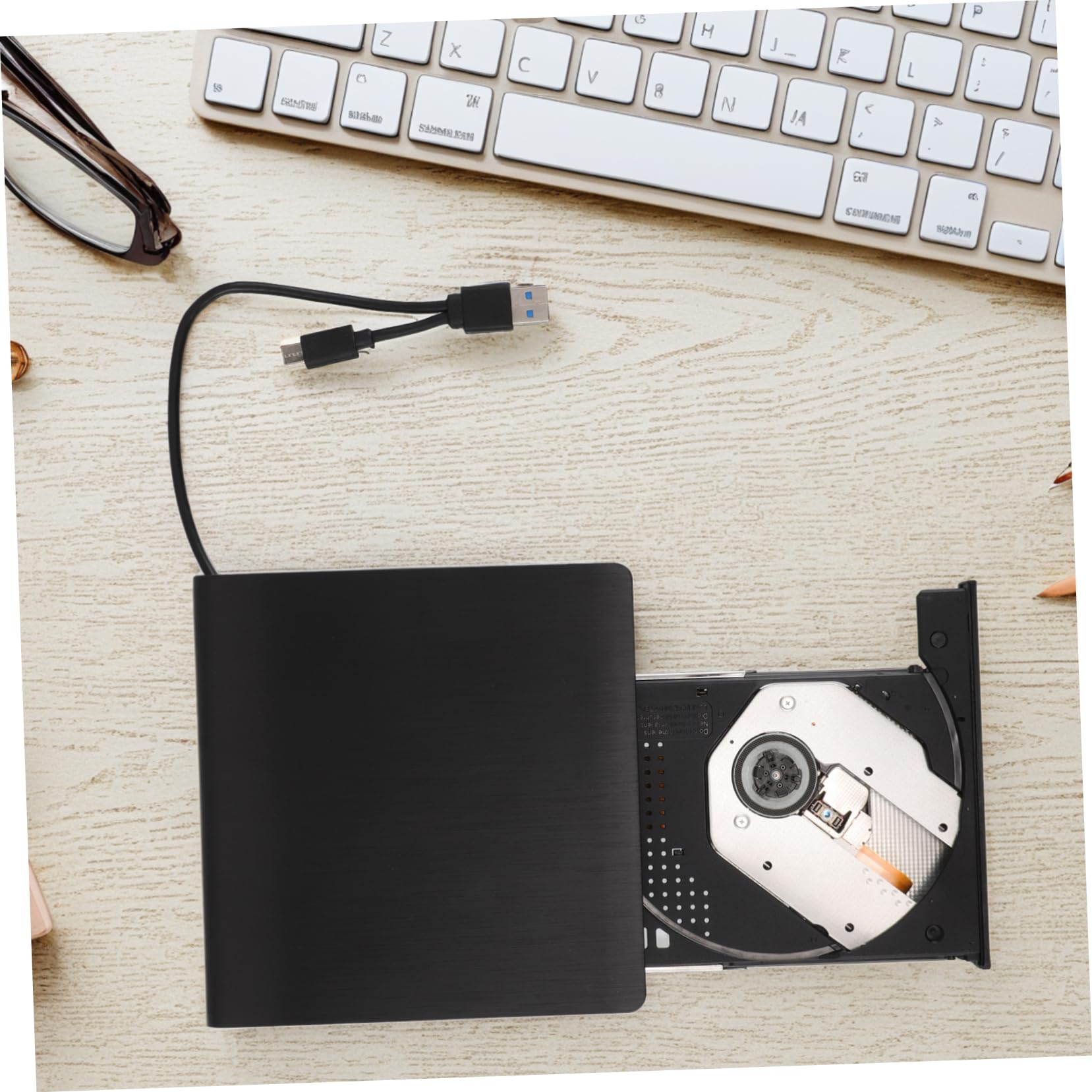 Hemobllo Masterizzatore CD Dvd Esterno Portatile per Laptop e Computer Nero | USB Type-c, Lettura Dischi Multidevice, Struttura in Plastica e Metallo