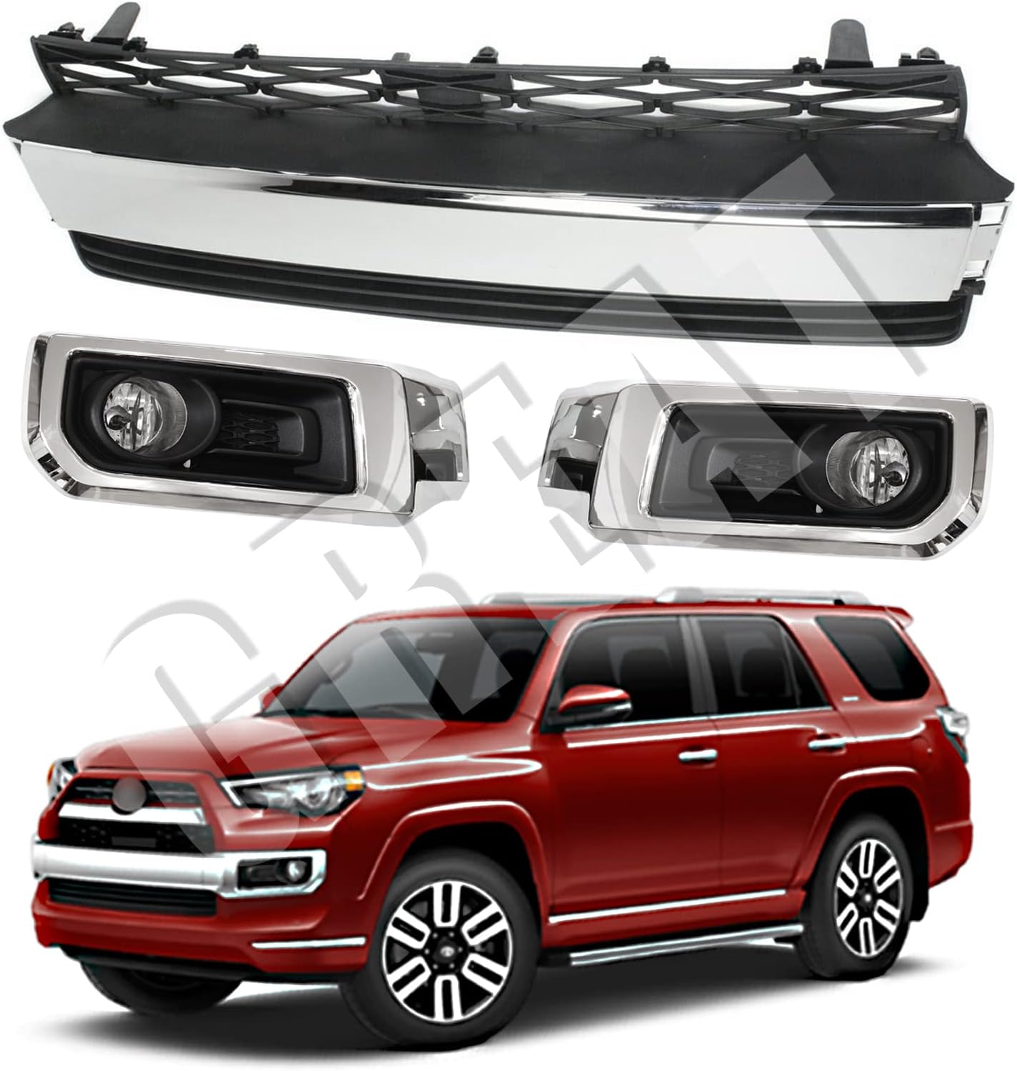 Bewild Car Body Kit Fit For 2014-2020 Toyota 4Runner Limited Front Bumper Lower Grille Fog Lights Set