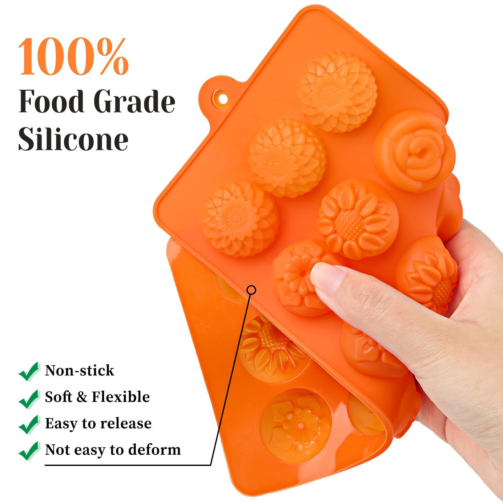 Juego de 6 moldes de silicona para chocolate, 15 cavidades, diseño de estrella y corazón rosa, diferentes formas, moldes de silicona para chocolate, dulces, cubitos de hielo, mantequilla, gelatina