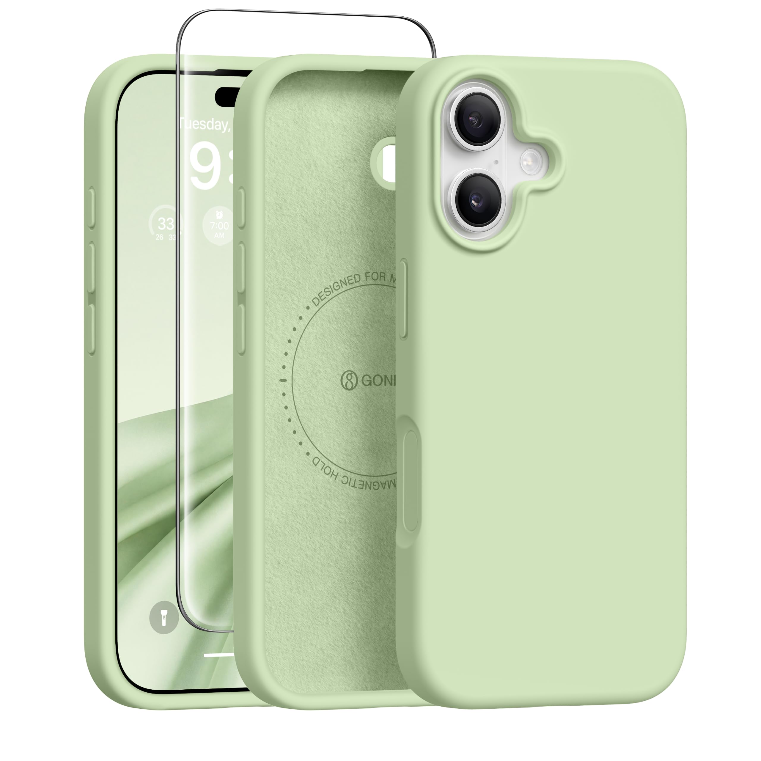 GONEZ Magnetic for iPhone 17 Case, Silicone Cover Green