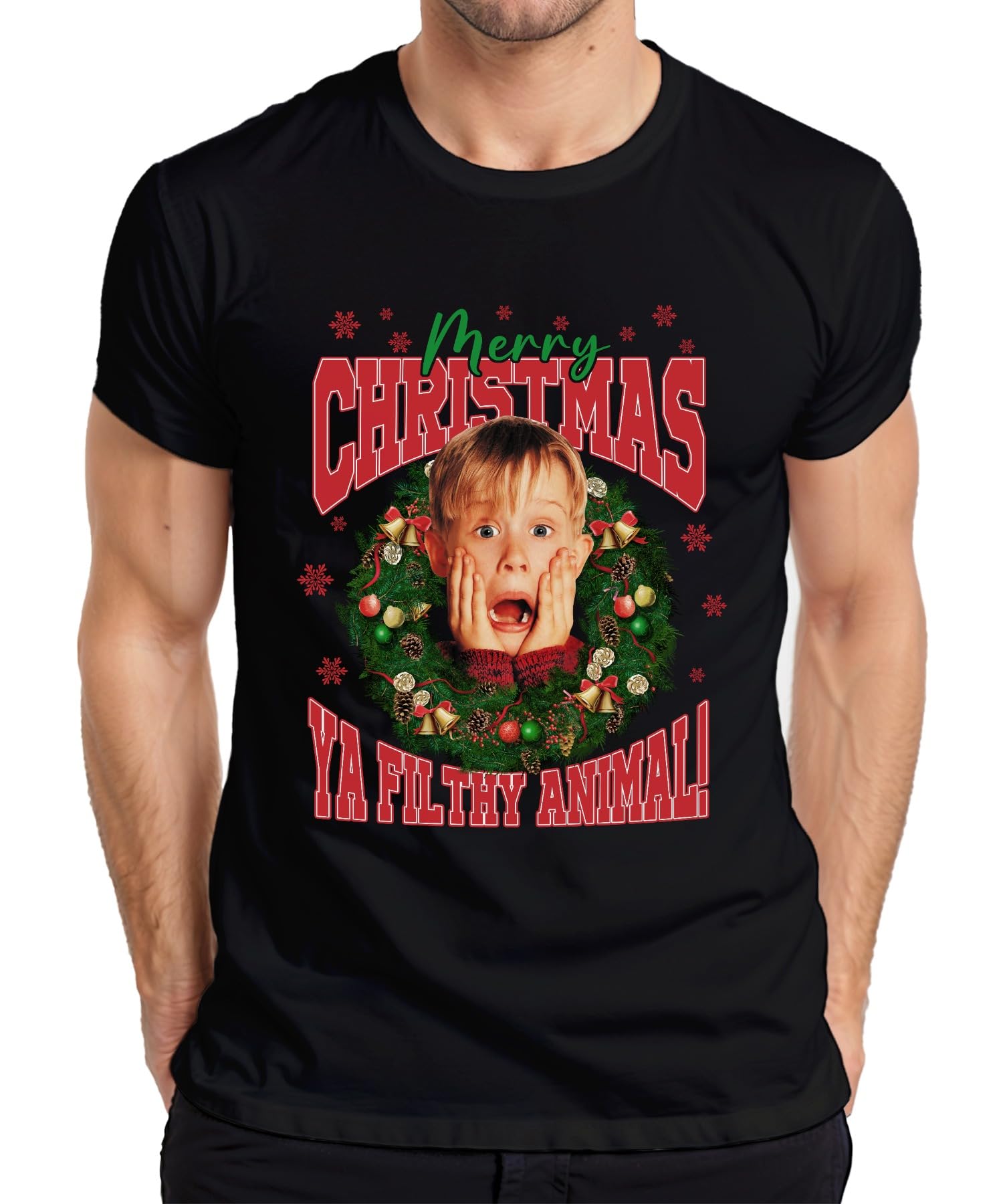 Merry Christmas Ya Filthy Animal Kevin McCallister Home Alone Christmas Xmas Men's T-Shirt, black, 3XL