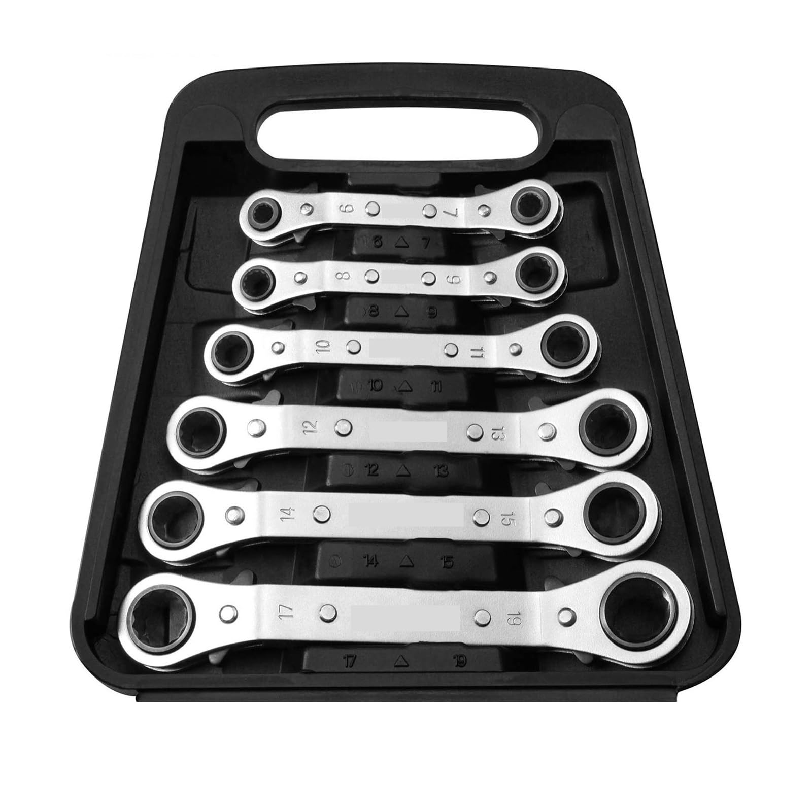 OLAQWENB Torque Wrenches Offset Wrench Set Metric 6PCs Ratcheting Box Wrenches 6-19mm with Storage Organizer Precision Torque Wrench