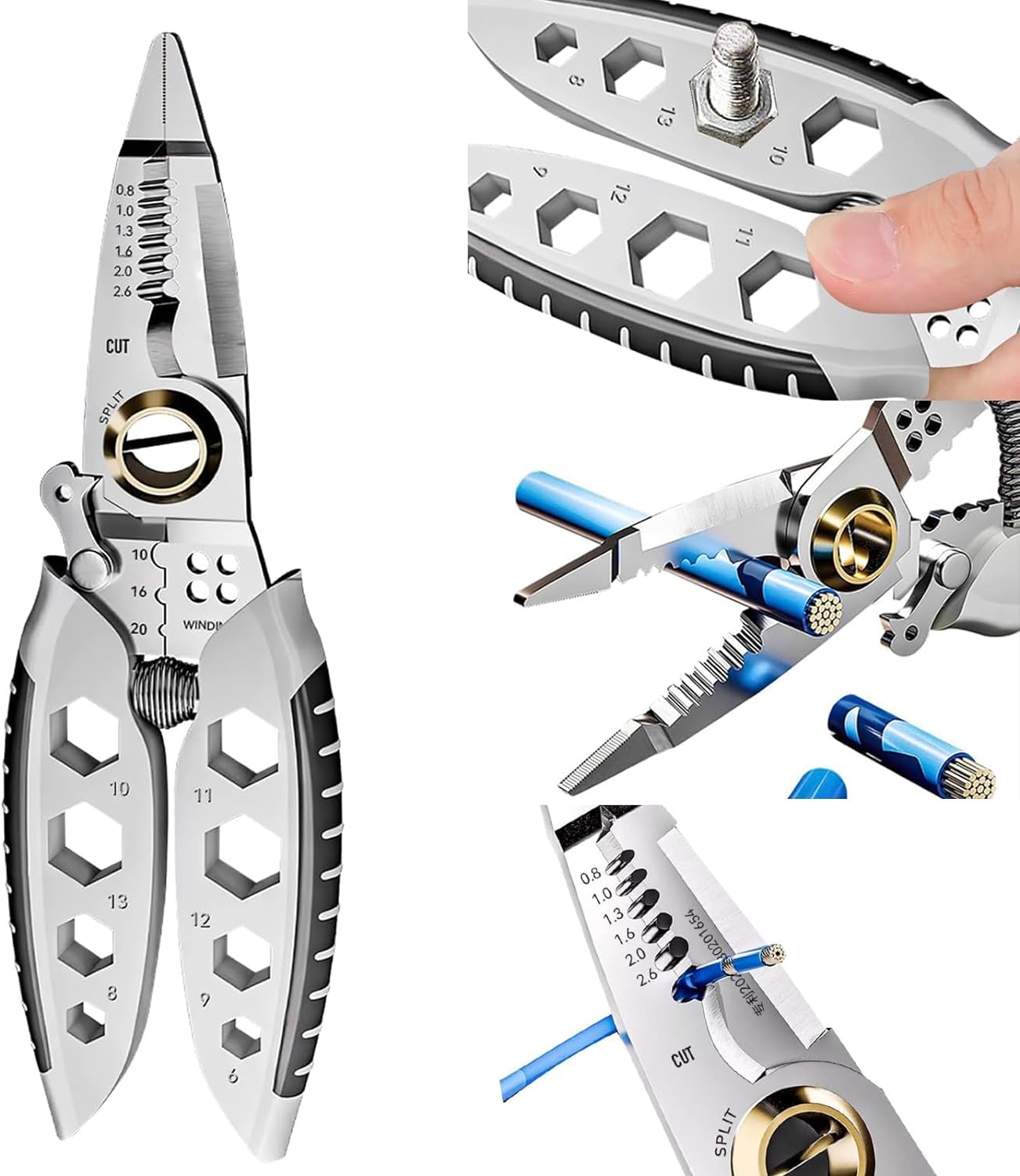 MIKUER 7-inch Multipurpose Wire Stripper, 2024 New 9 In 1 Wire Strippers and Crimping Tool, Heavy Duty Multi-Purpose Electrical Wire Stripping Tool for Stripping, Cutting, Professional Tool Gift