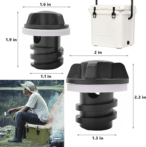 Miniatura 3 de Tapones de drenaje compatibles con enfriadores YETI y RTIC, paquete de 2 accesorios grandes y pequeños, tapón de drenaje de repuesto para