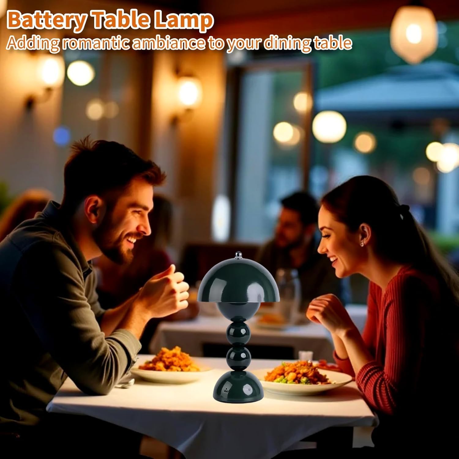 LED Pilz Tischlampe Kabellos Dimmbare aus Metall Akku Tischleuchte USB Aufladbar mit Touch Control Wiederaufladbar Nachttischlampe Tragbare Nachtlicht 3000K-6000K für Schlafzimmer Wohnzimmer,Grün