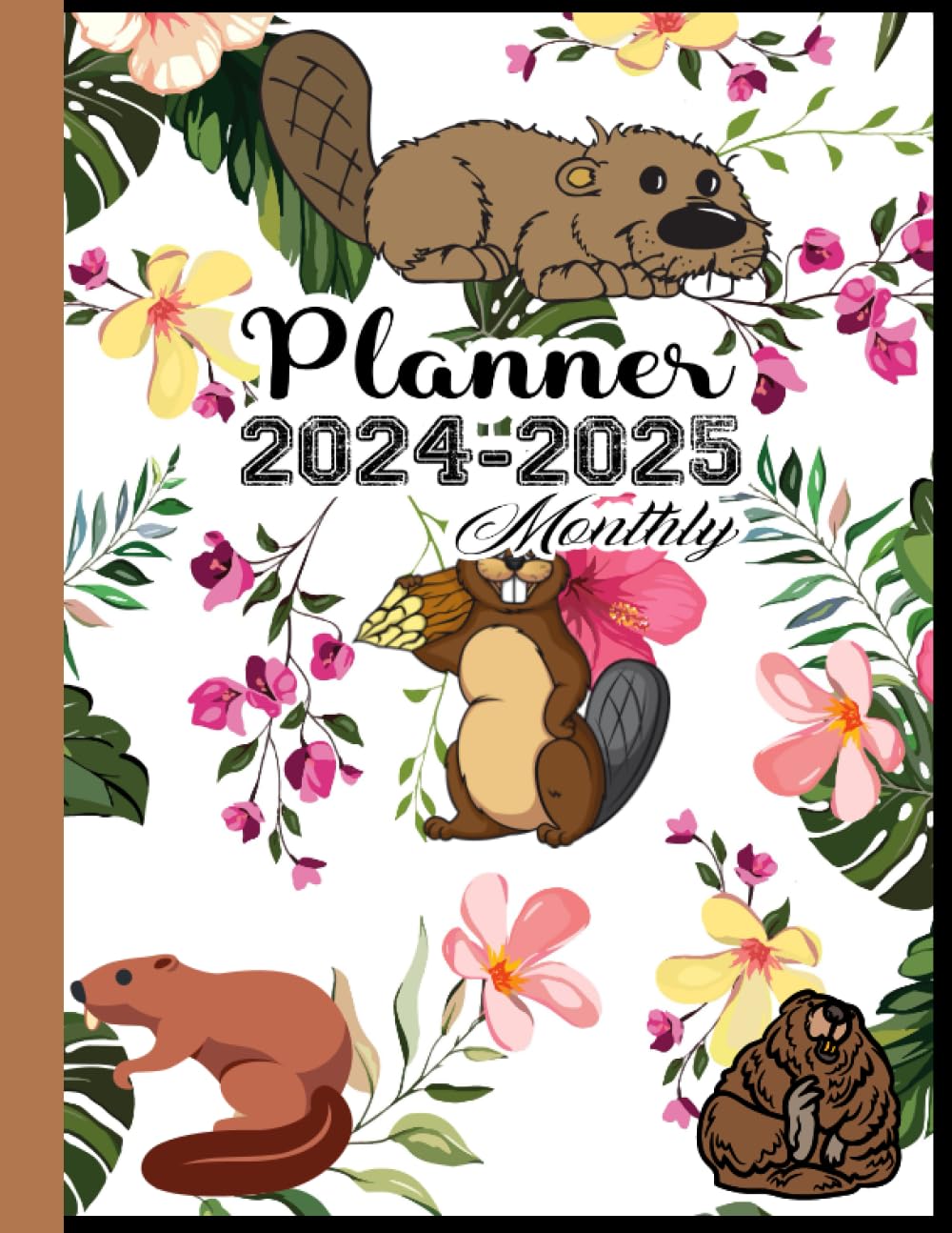 Beaver Gift: Beavers Pattern Monthly Planners: Two (2) Years Monthly Planner & Personal Scheduler, Logbook with 24 Months Calendar