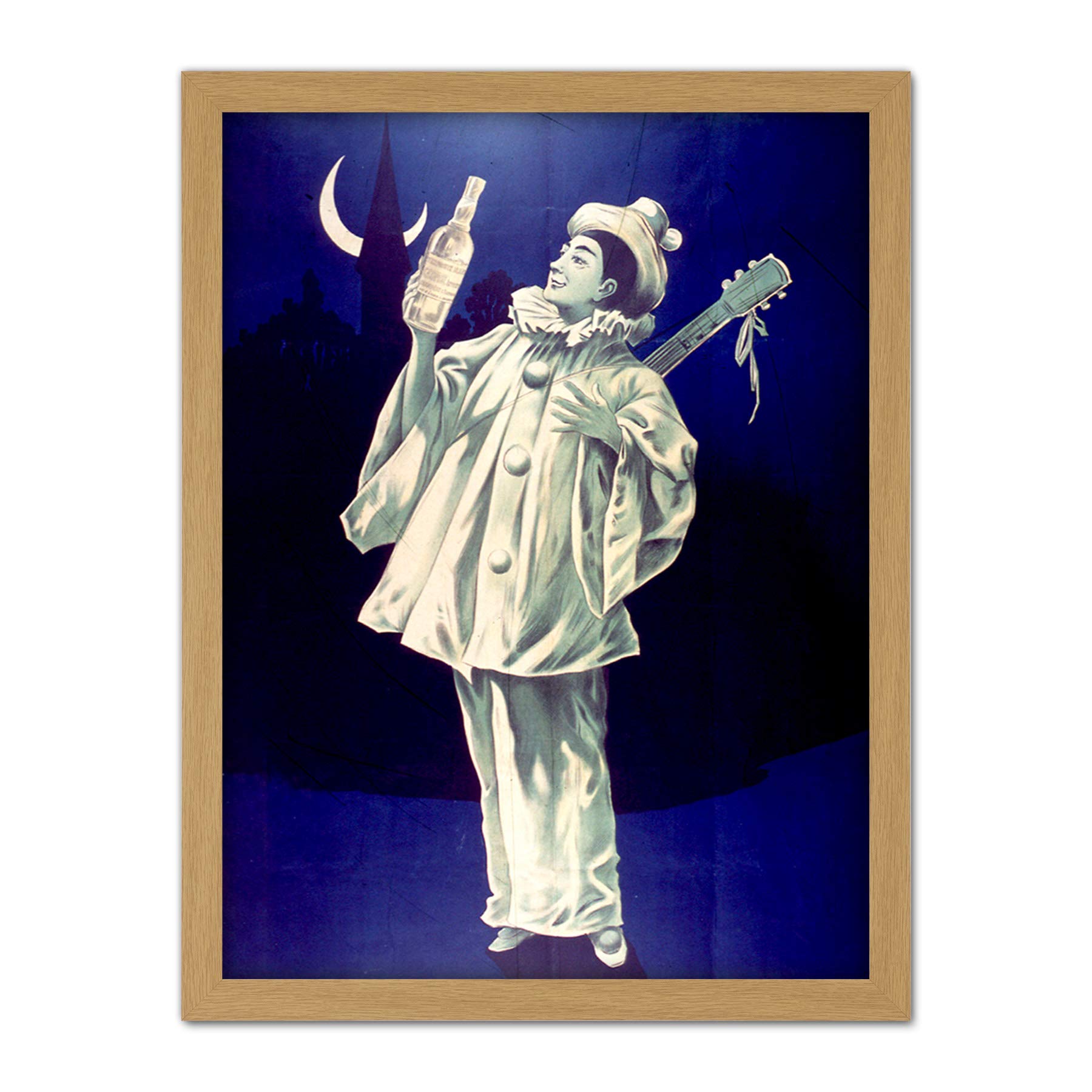 Dallion White Vermouth Pierrot Clown Advert Artwork Framed Wall Art Print 18X24 Inch