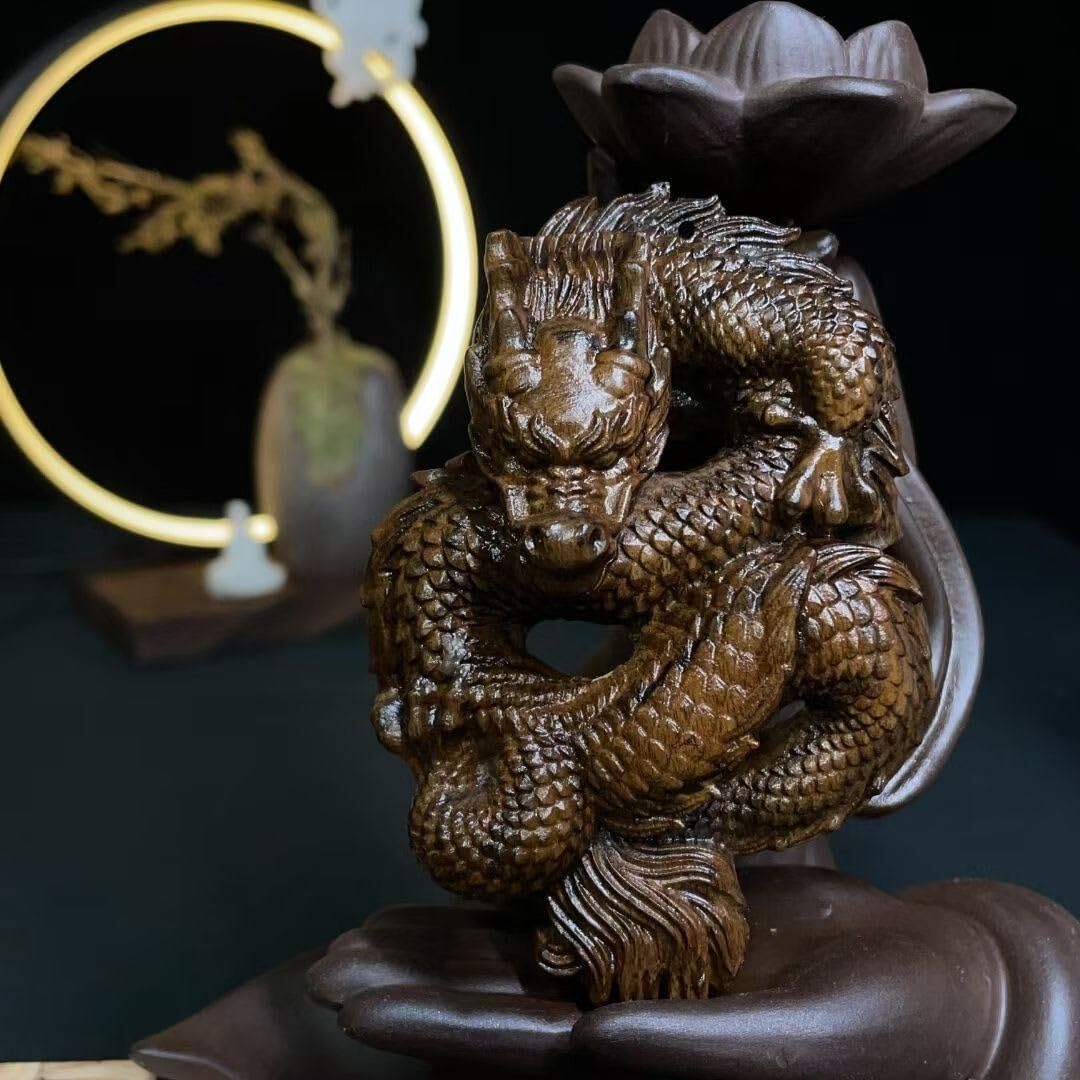 Amazon.co.jp: 古美術 仏教美術 龍 高級木材 細密木彫 一刀彫 リアル 