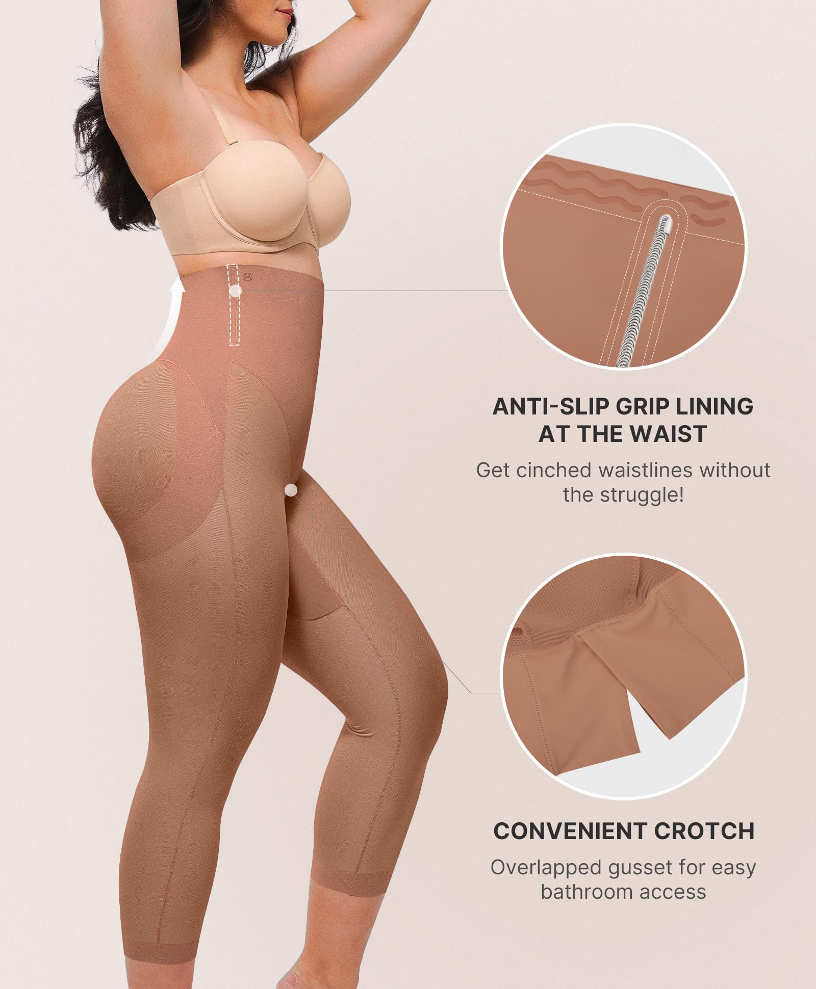 QHQQXN QTANZIQI Shapewear für Damen, Capris, Leggings für Damen, Bauchkontrolle, Unterwäsche, hohe Taille, Body-Po-Lifting-Höschen