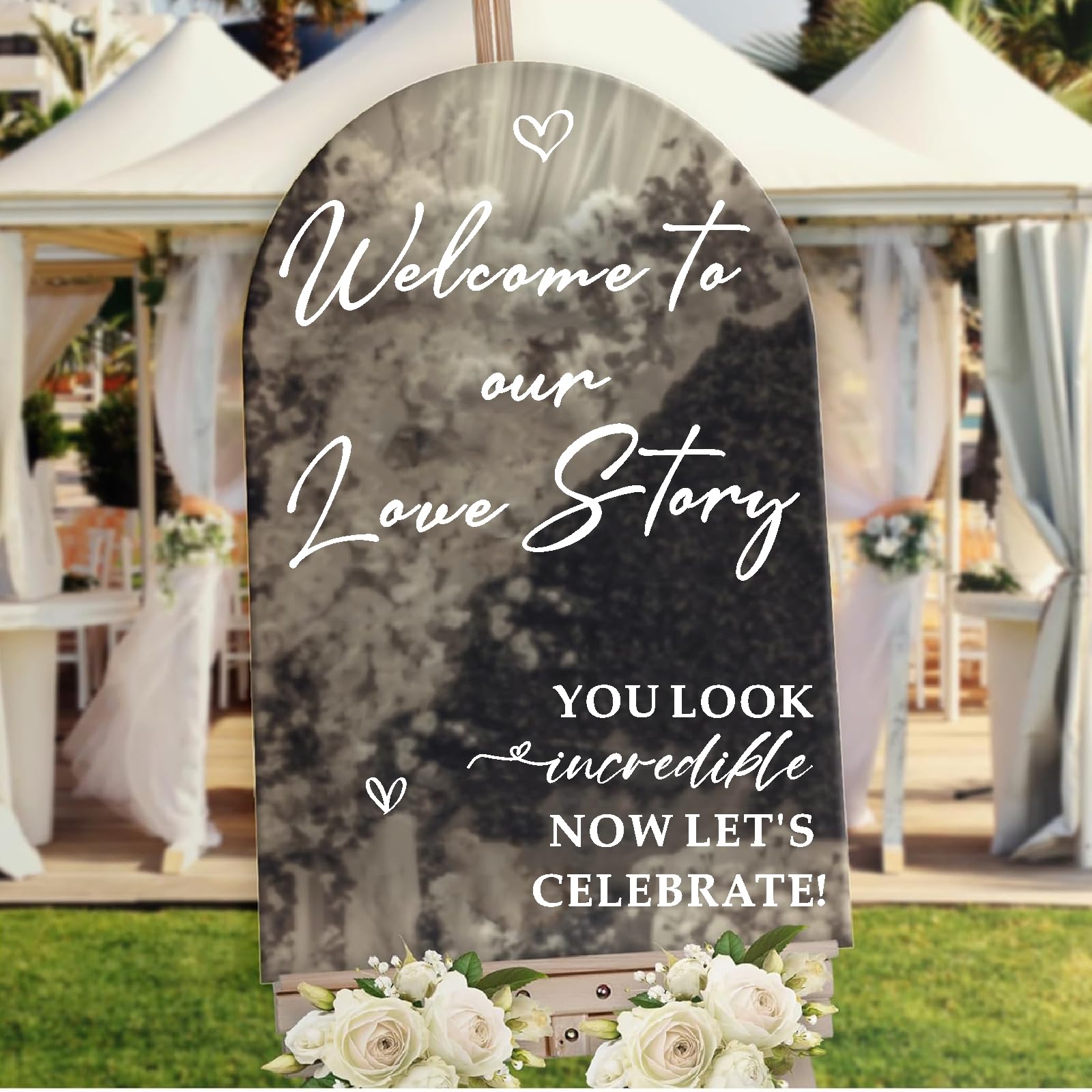 Wedding Welcome Signs Wedding Stickers Welcome to Our Love Story Signs Decals Selfie Mirror Decals for Weddings Party Borad Just Married Signs for Weddings Signage Mr and Mrs Decal Reception Decor
