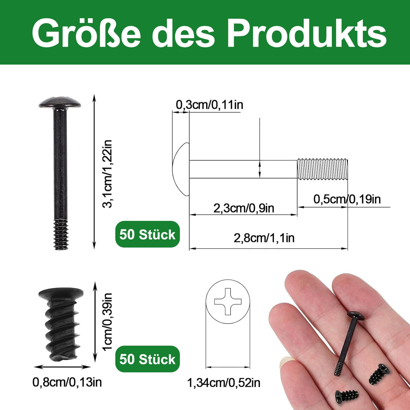 100 Pezzi Kit Viti per Ventole Computer Testa Piatta 2 Tipi Nero