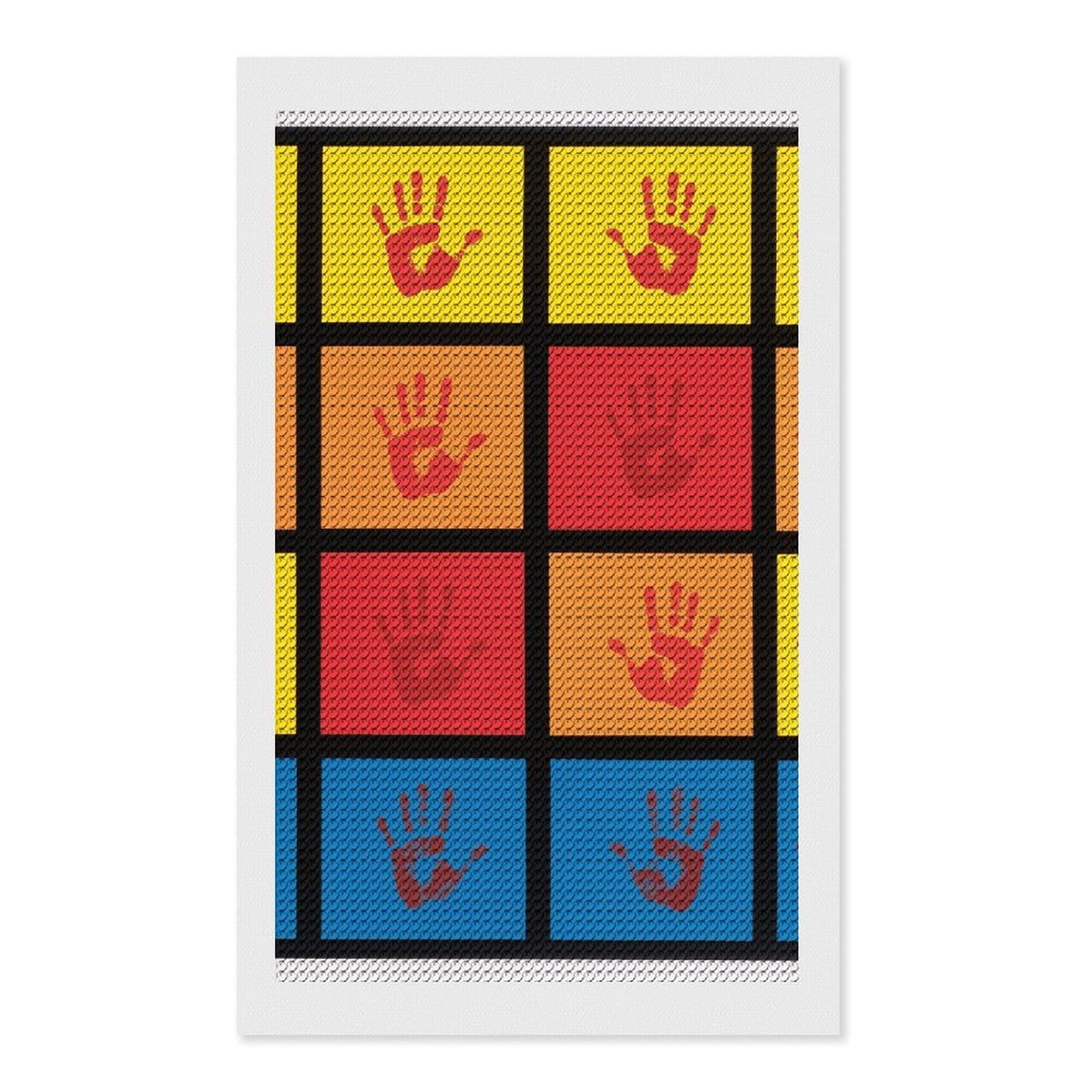 FodPand Handprints 5D Diamond Painting Kits for Adults Beginners Full Drill Round Diamond Dots Pictures Gem Art Supplies for Home Wall Room Decoration DIY Craft Set Gift 12x20