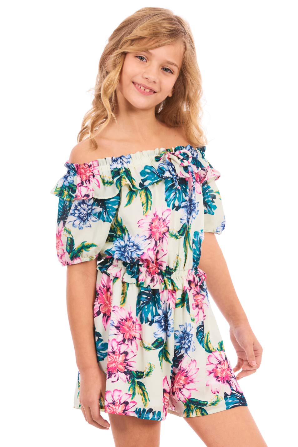 Truly Me, Little and Big Girls' Sleeveless and Short Sleeve Printed Spring/Summer Rompers, Size 4-6X, 7-16