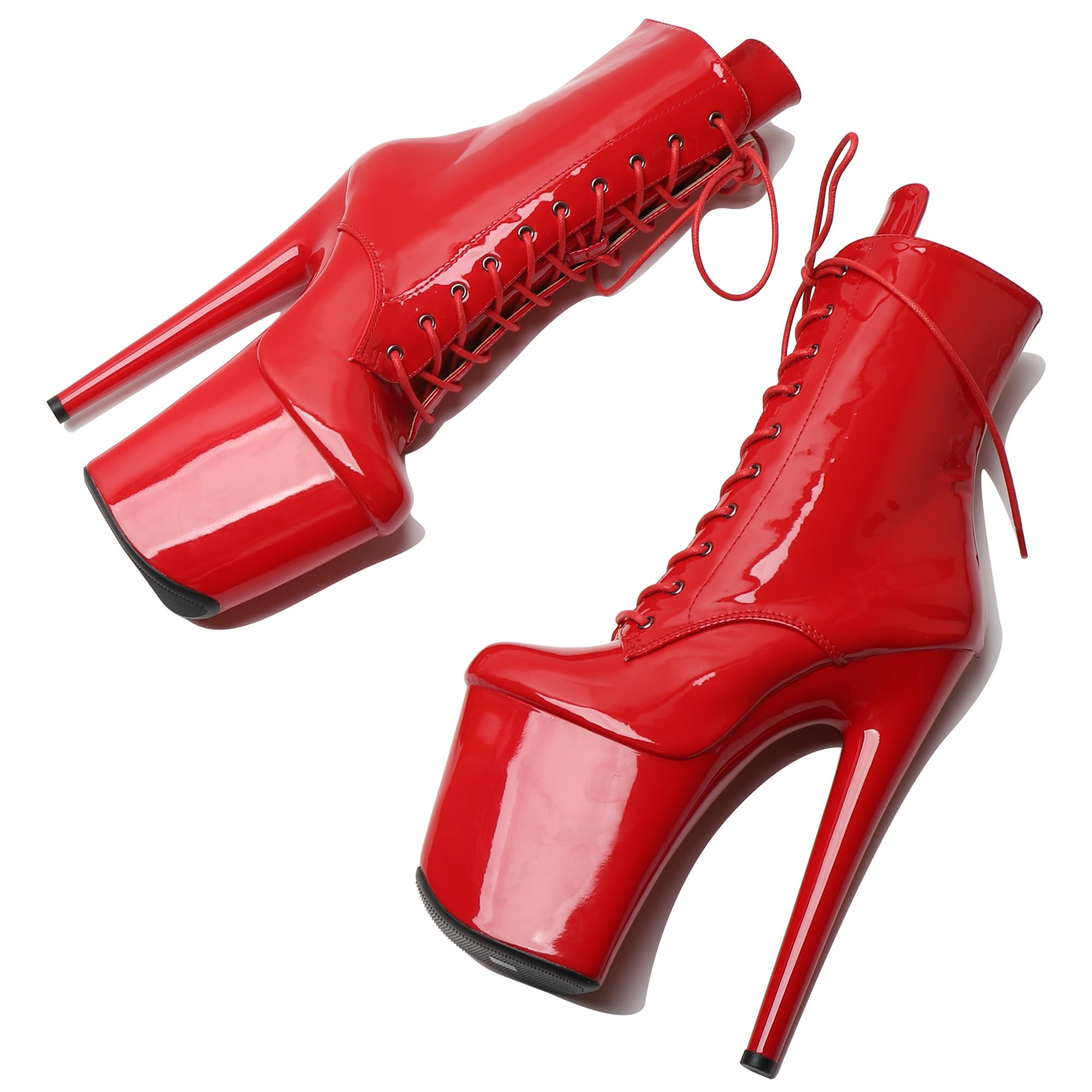 WUXIN H&P 8 Inch Pole Dance Boot Shoes, Exotic Stiletto Platform Heels: 13 Red