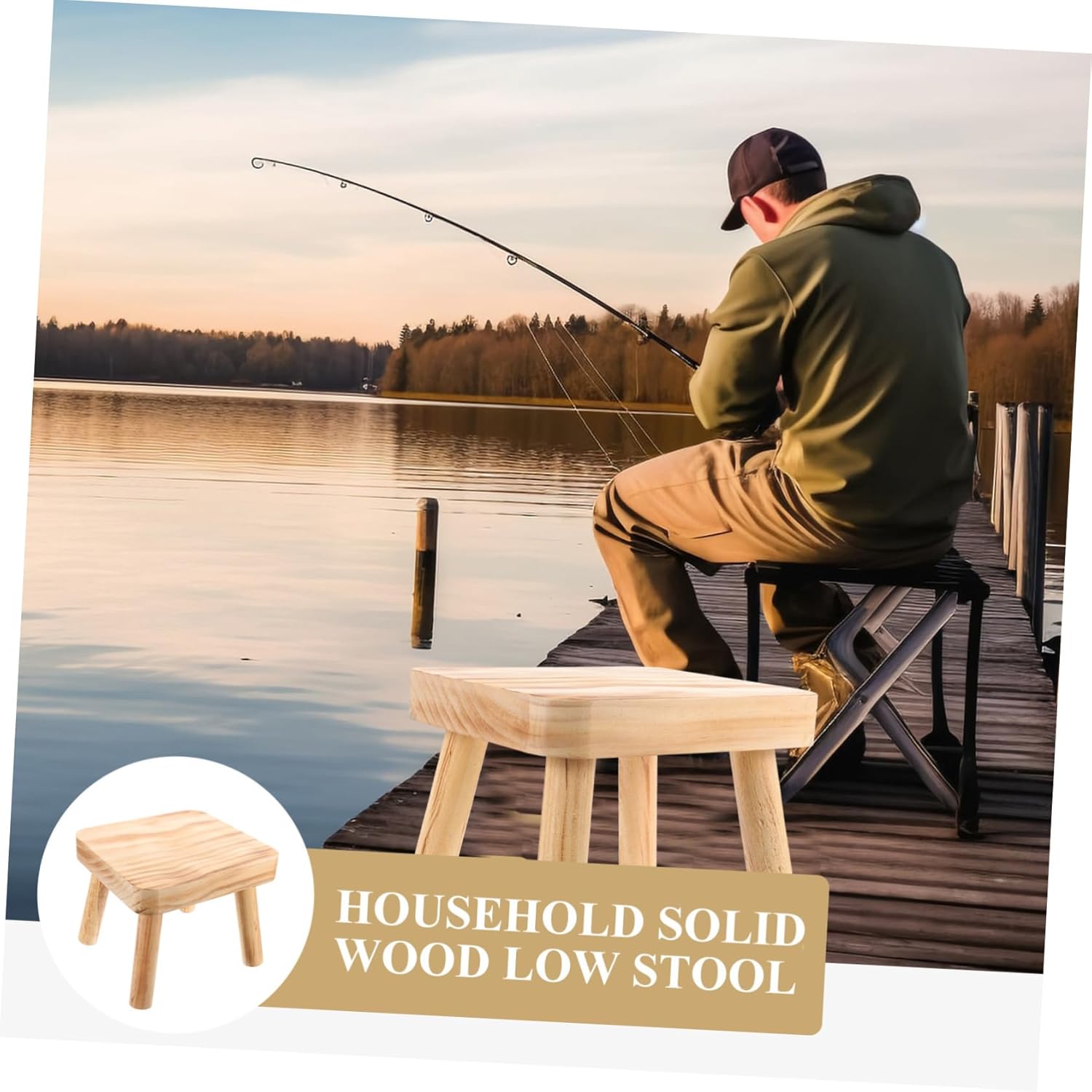 Wooden Step Stool Portable Stool for Boys and Girls Adults Small Kitchen Camping