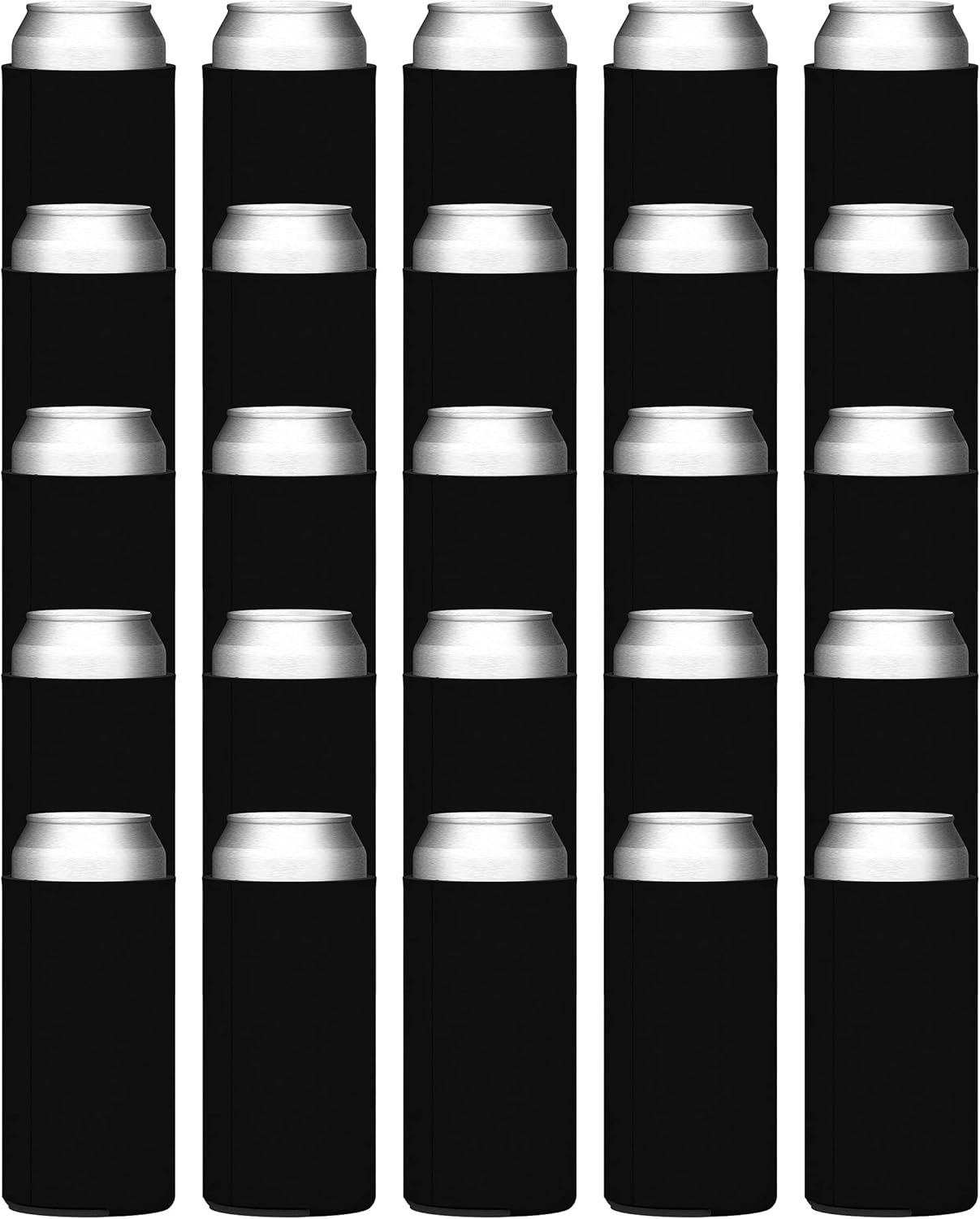 TahoeBay Slim Can Cooler Sleeves (25-Pack) Insulated Polyfoam, Bulk Scuba Knit Polyester Fabric Thermocoolers for 12oz Tall Skinny Beverage - Blank Design (Black): Home & Kitchen