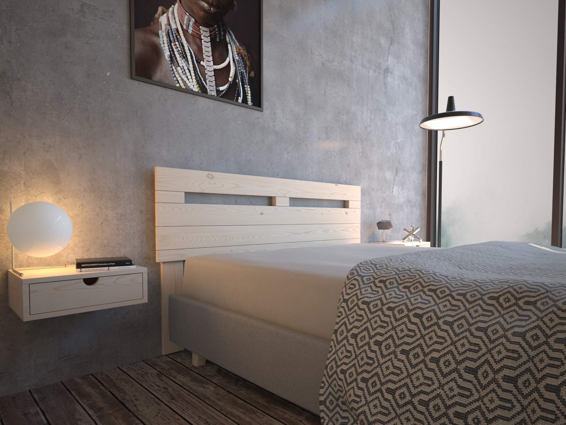 LA WEB DEL COLCHON - Cabecero de Madera Rústico Provenza para Cama de 135 (145 x 90 cms.) Crudo sin Pintar | Cabeceros Madera | Dormitorio Matrimonio | Cabezal Cama |Estilo nórdico