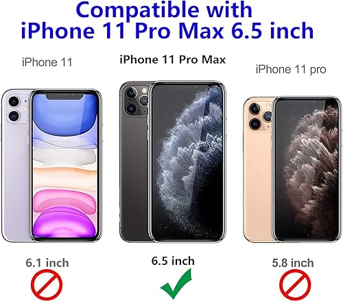 Miniatura 2 de Funda de grado militar para iPhone 11 Pro Max con protector de pantalla de vidrio templado a prueba de golpes con soporte de soporte magnético