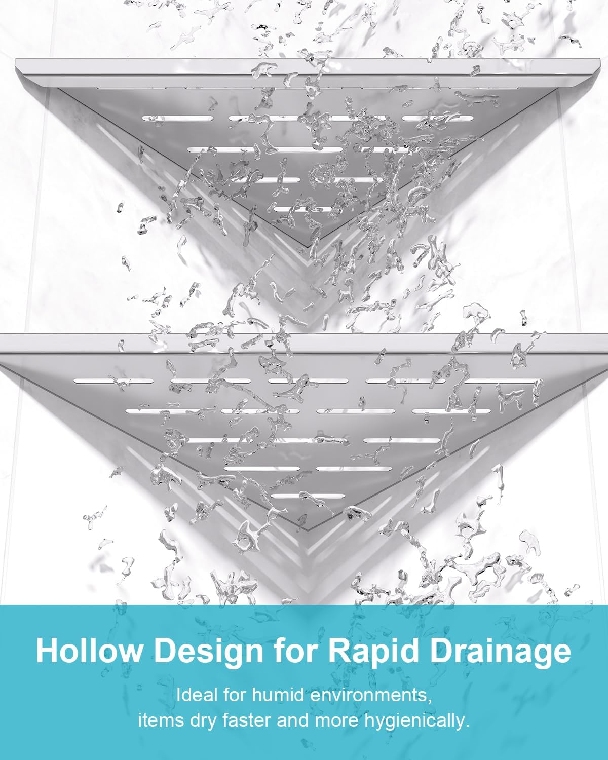 YACVCL Corner Shower Shelf,Brushed Nickel 304 Stainless Steel 10" Slot Design Recessed Corner Shelf Bathroom for Tiled Wall,No-Drill Rack Storage Bathroom Accessories,2 Pack