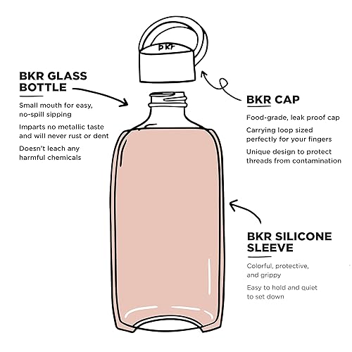 Miniatura 3 de bkr Botella de agua de vidrio, sin bisfenol A, duradera funda de silicona suave, a prueba de fugas, linda, reutilizable, para viajes, asa de