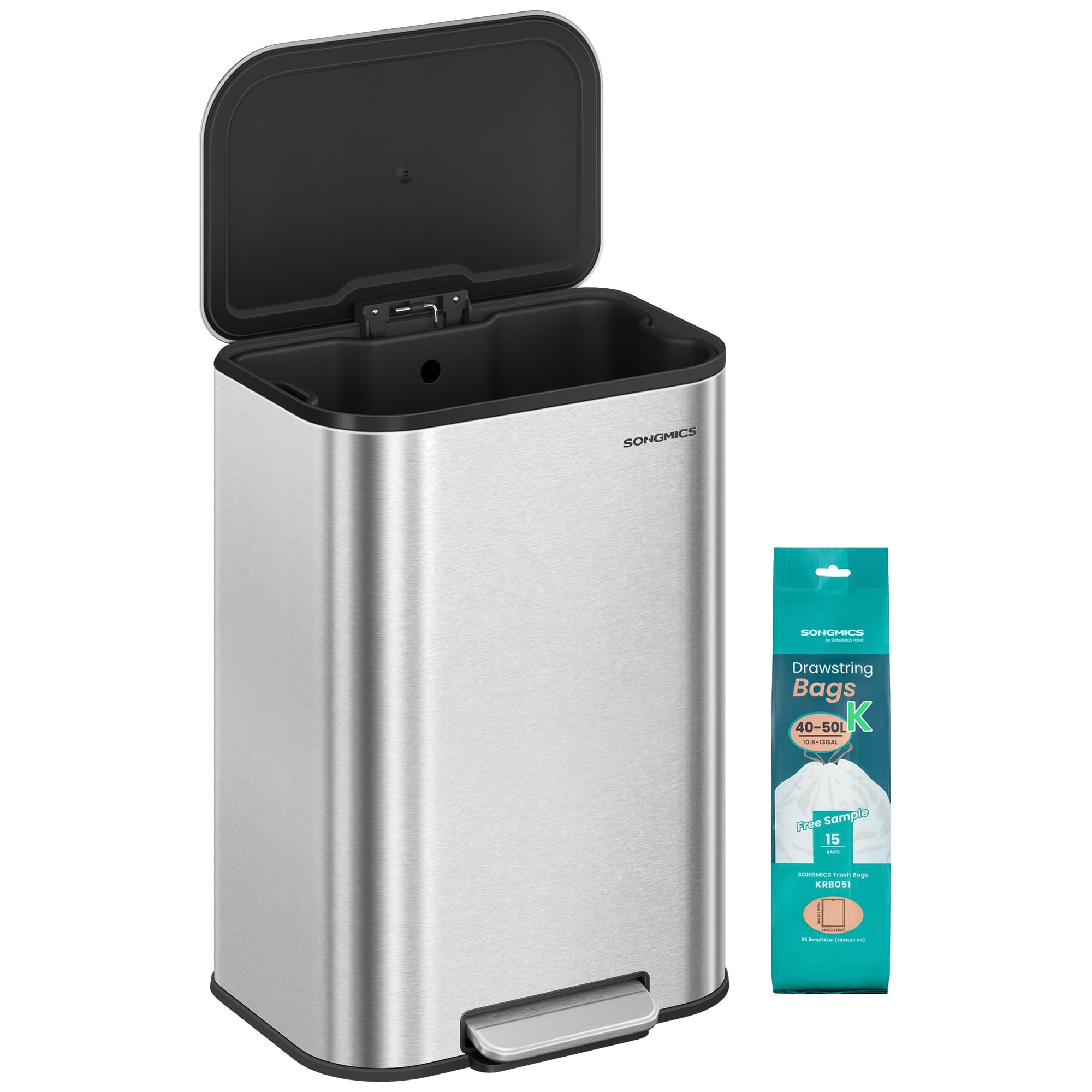 SONGMICS Compact 13 Gallon Trash Can