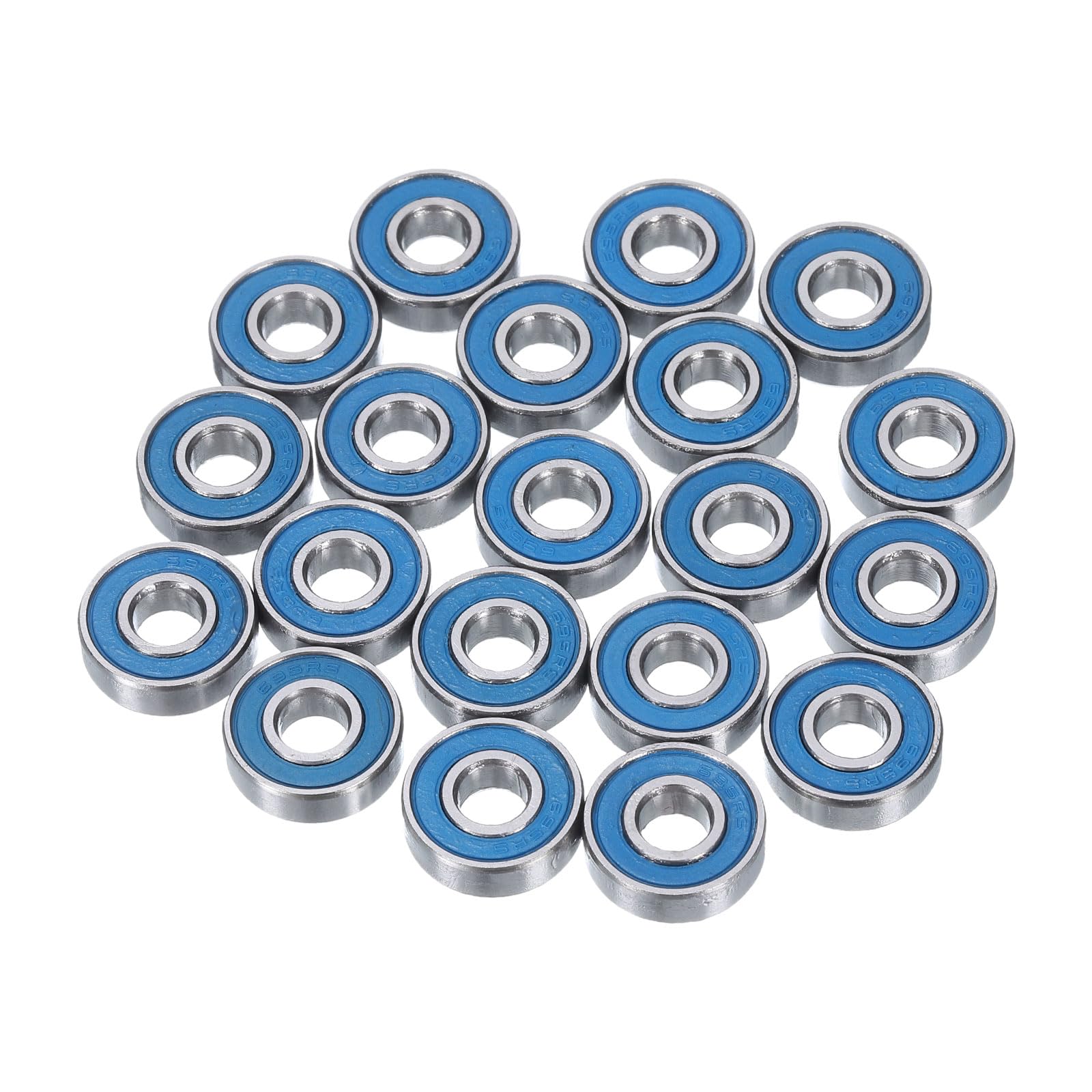 QUARKZMAN 20 sztuk miniaturowych sztywnych łożysk kulkowych 695-2RS 5x13x4mm podwójne uszczelnienie (niebieski) do silnika elektrycznego, sprzętu AGD, maszyn, P6 (ABEC 3)
