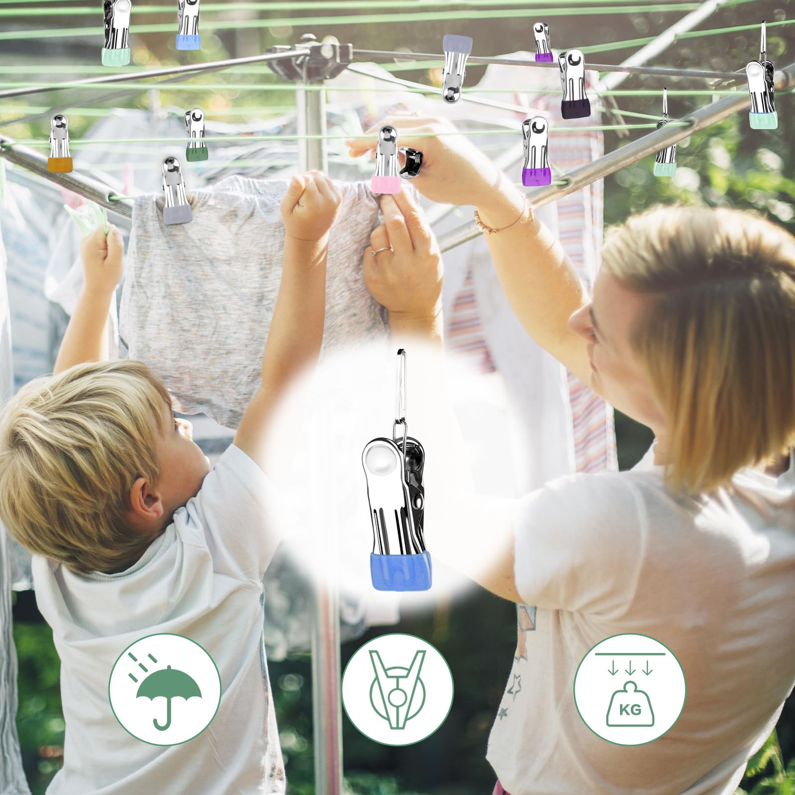 18 Mollette Bucato In Acciaio Inox Anti-segno - Per Vestiti, Foto E Sigillare Alimenti