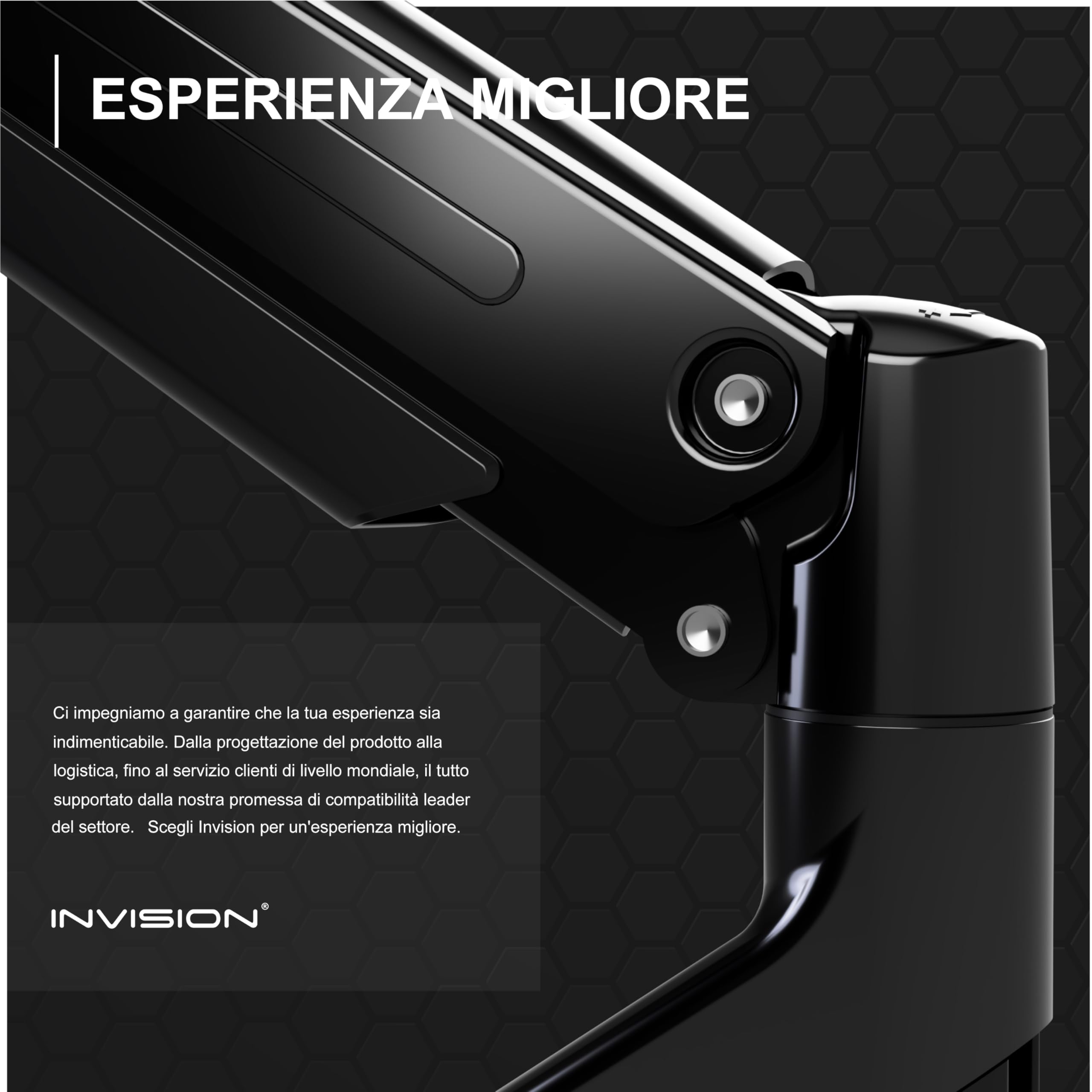 Invision Supporto Braccio Monitor per Schermi 24-40 pollici Morsetto Tavolo Ergonomico Regolabile in Altezza VESA 75-100mm 2-15kg (MX450)