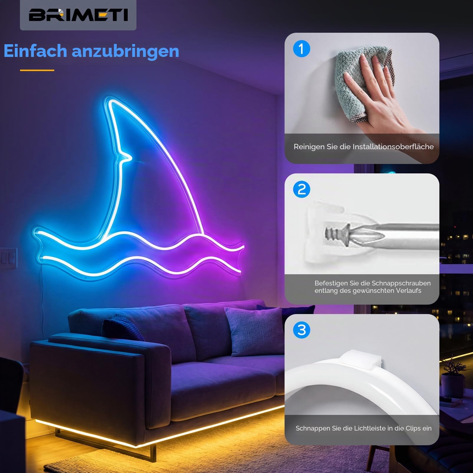 Neon LED Strip 5M RGBIC LED Streifen 230V IP65 Wasserdicht APP und Fernbedienung Musik Sync Gaming Outdoor Flexibel Neon Strip für DIY Zuhause Wohnzimmer Schlafzimmer Party (Mit Netzteil)
