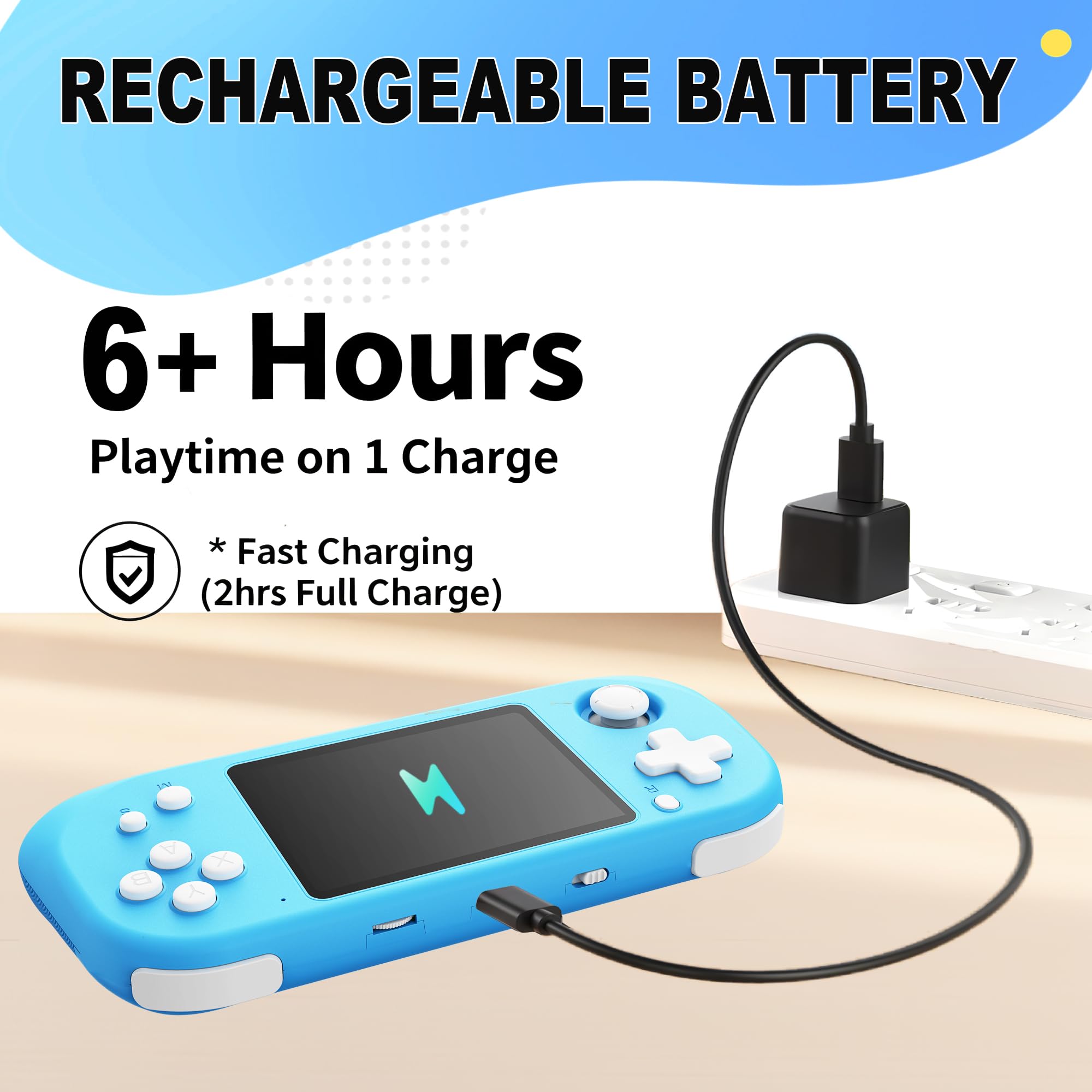 Tragbare Handheld Spielekonsole für Kinder Erwachsener mit Eingebauten 139 32Bit Klassisches Retro Videospiele 3.5 "HD Bildschirm Arcade System Geburtstagsgeschenk Blau