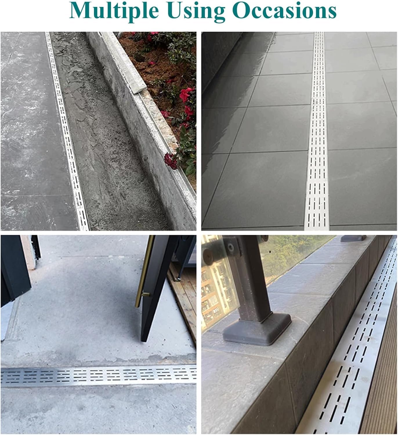 Pokrywa kanału drenażowego, zestaw drenażowy wąski kanał mini U, system rynny podłogowej pod prysznic/patio, podjazd, kanał odpływowy na balkon