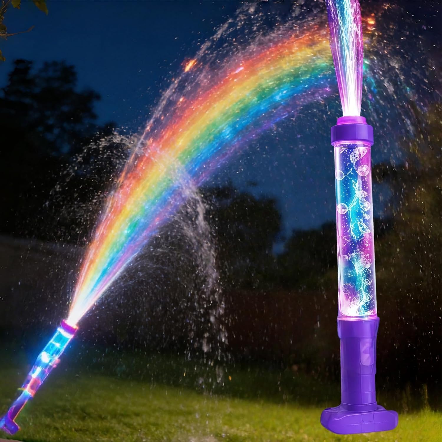 2026 New Glowing Rainbow LED Water Blaster, High Pressure Pull-Out Water Spay, LED Water Blaster with Colorful Lights, for Outdoor Backyard Beach Lake Park Camping Party Swimming Pool (Rainbow, 1 pc)