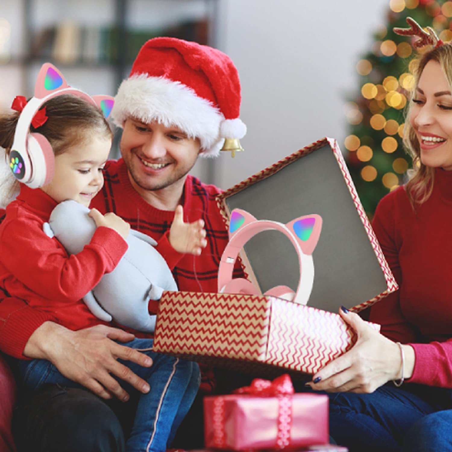 OHAANYY Casque Bluetooth pour Enfants sans Fil,Casque Cat Pliable avec LED Flash Lumières Glow, Enfants Bluetooth 5.0 avec Microphone et Contrôle du Volume, Carte Slot pour PC/Tablettes/TV (5)