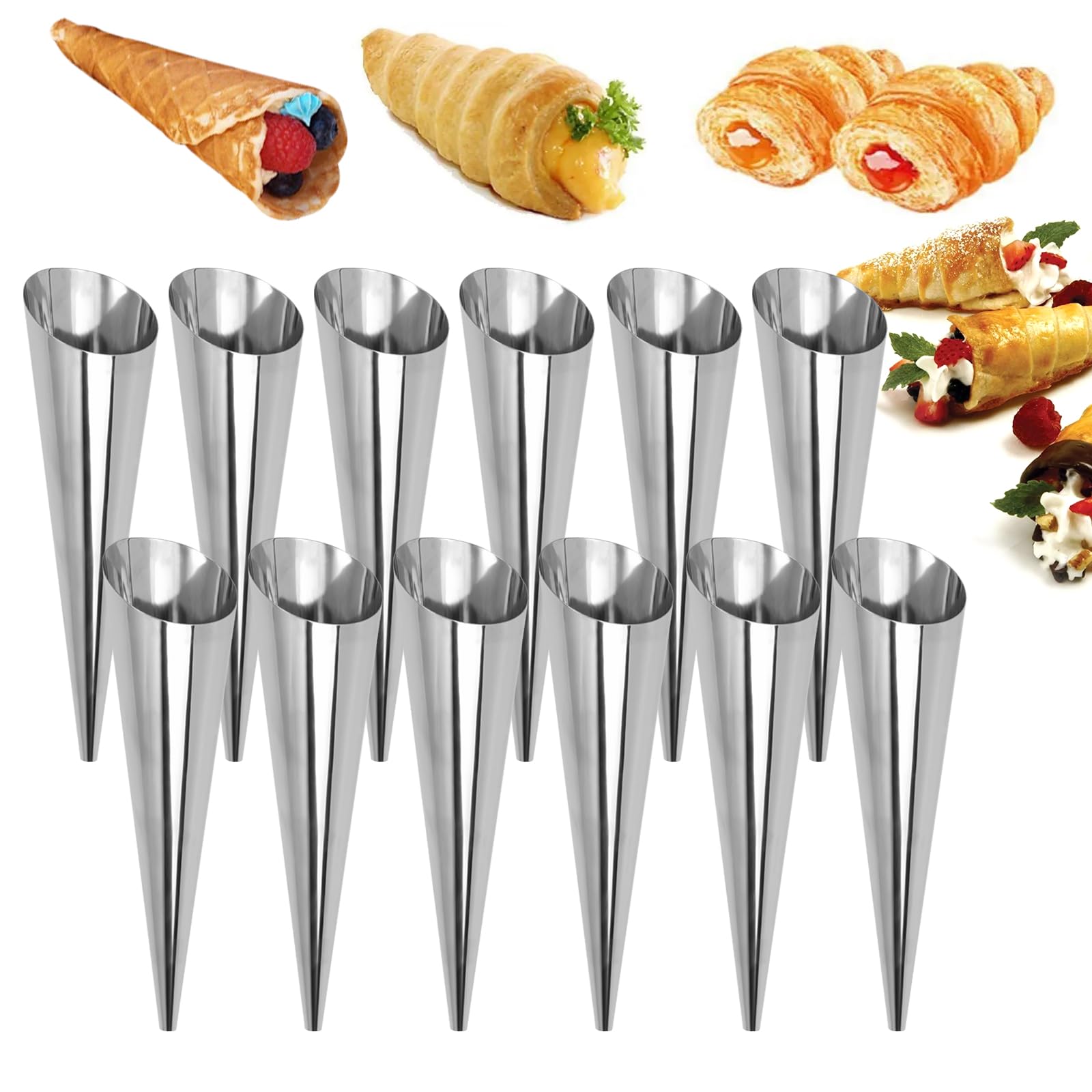 16 Pièces Moule Pour Croissants, Moules à Cornets En Acier Inoxydable Creme Conique Spirale Pour Croissants Pate Feuilletee Creme Glacee 127 Mm X 36 Mm 92213419 16 Pièces Moule Pour Croissants, Moules à Cornets En Acier Inoxydable Creme Conique Spirale Pour Croissants Pate Feuilletee Creme Glacee 127 Mm X 36 Mm 92213419