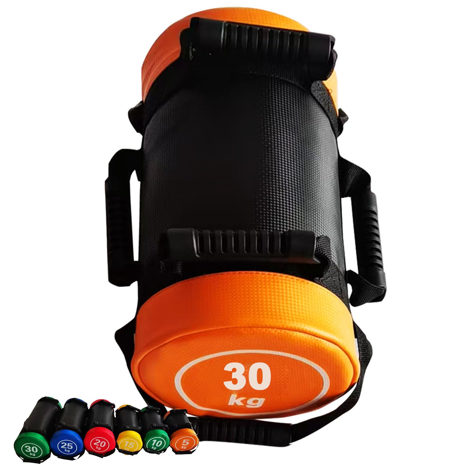 Schwerlast-Gewichtsandsack 30 kg (Sand Nicht enthalten) mit Griffen, funktionaler Trainingssack für Krafttraining, Gewichtheben, Cardio, Übungen und MMA, Heimfitnessgerät,orange