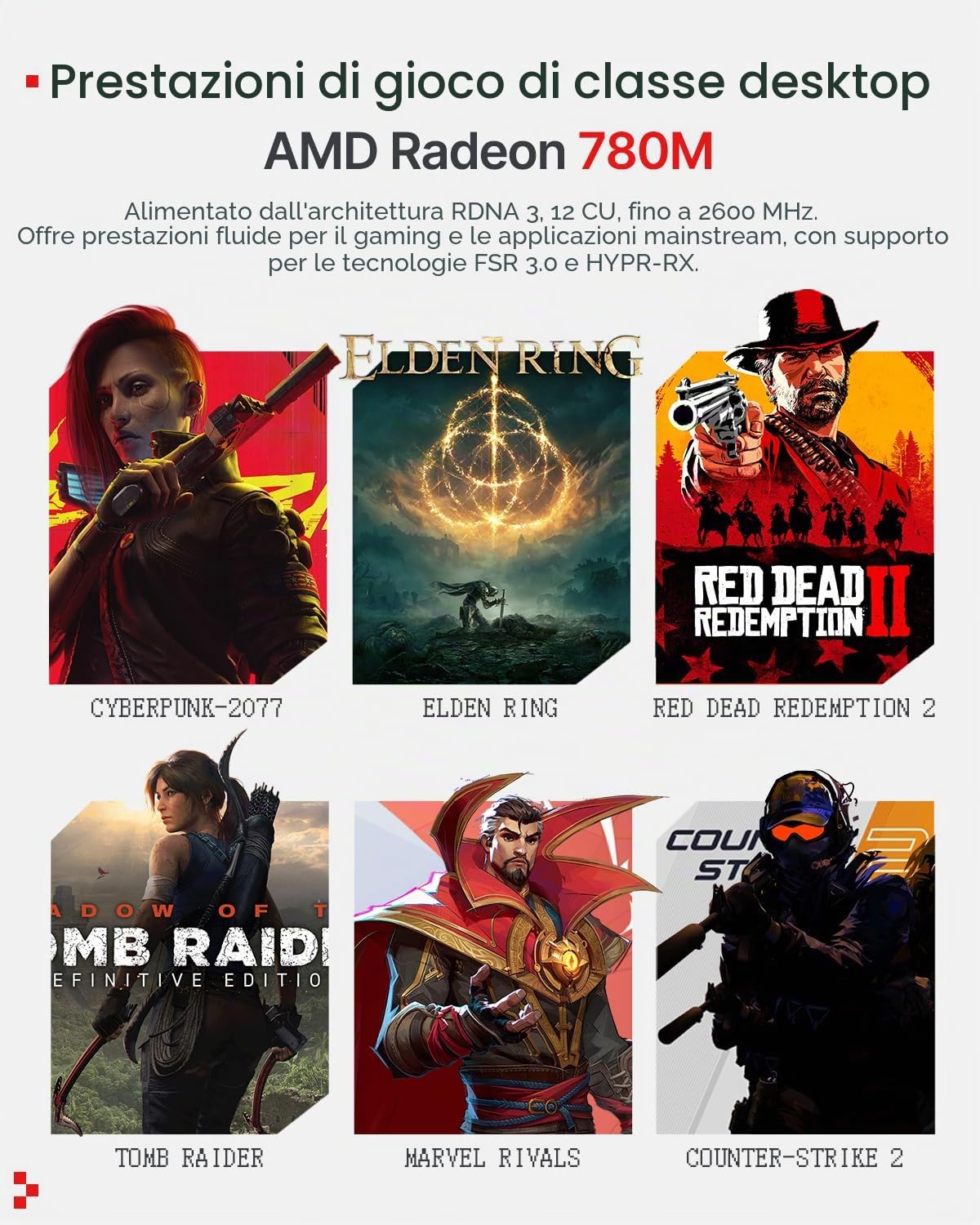 ACEMAGIC Retro X3 Mini PC Gaming, AMD Ryzen 7 H 255 (fino a 4.9GHz, 8C/16T) | 16B LPDDR5 1TB SSD, AMD Radeon 780M, 4K Triplo Display, USB4, WiFi 6E, BT 5.2, 2.5G LAN, Mini Computer per ufficio, gaming
