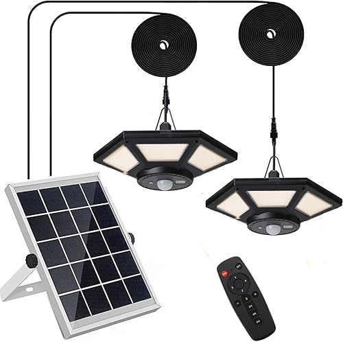 HULPPRE Luz solar de cobertizo con sensor de movimiento de 4 modos disponibles durante el día 120 LED luz solar brillante para interiores y
