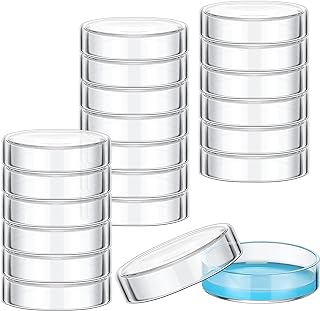 Hoteam 20 Pcs Glass Petri Dishes with Lids Bulk, Autoclavable and Reusable Culture Dishes for Culture Plate, Science Project (100mm)
