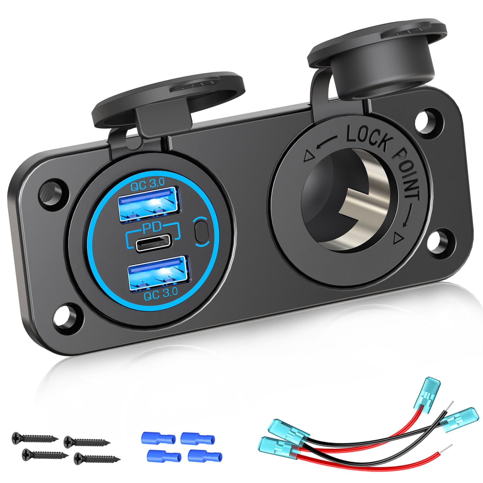 Amazon.com: Cigarette Lighter Socket 12 Volt Plug, Qidoe Dual Quick ...