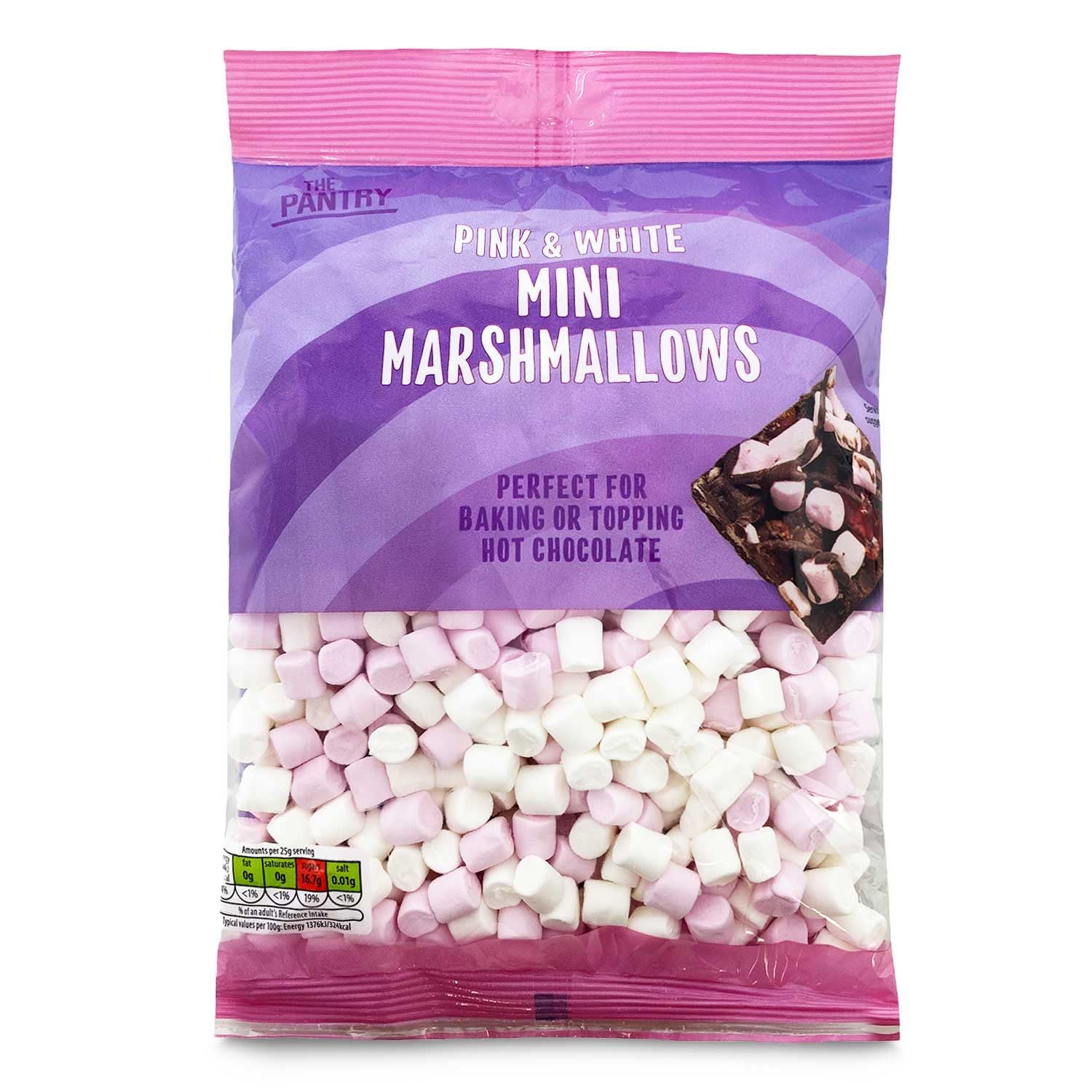 Pack of 1: The Pantry Pink & White Mini Marshmallows 180g, Perfect for Baking or Topping Hot Chocolate