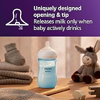 Vista 3 de Philips Avent - Biberón natural con boquilla de respuesta natural, azul, 9 onzas, paquete de 4, SCY903/24