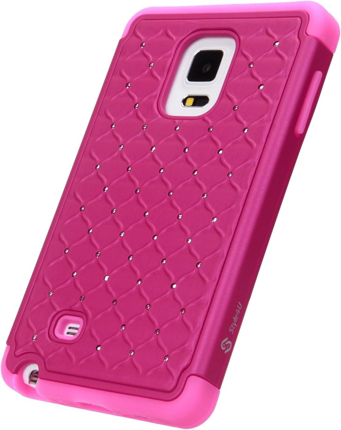 Style4U Galaxy Note Edge Case, Galaxy Note Edge Studded Rhinestone Crystal Bling Hybrid Armor Case Cover for Samsung Galaxy Note Edge/Note 4 Edge with 1 Stylus [Hot Pink/Hot Pink]