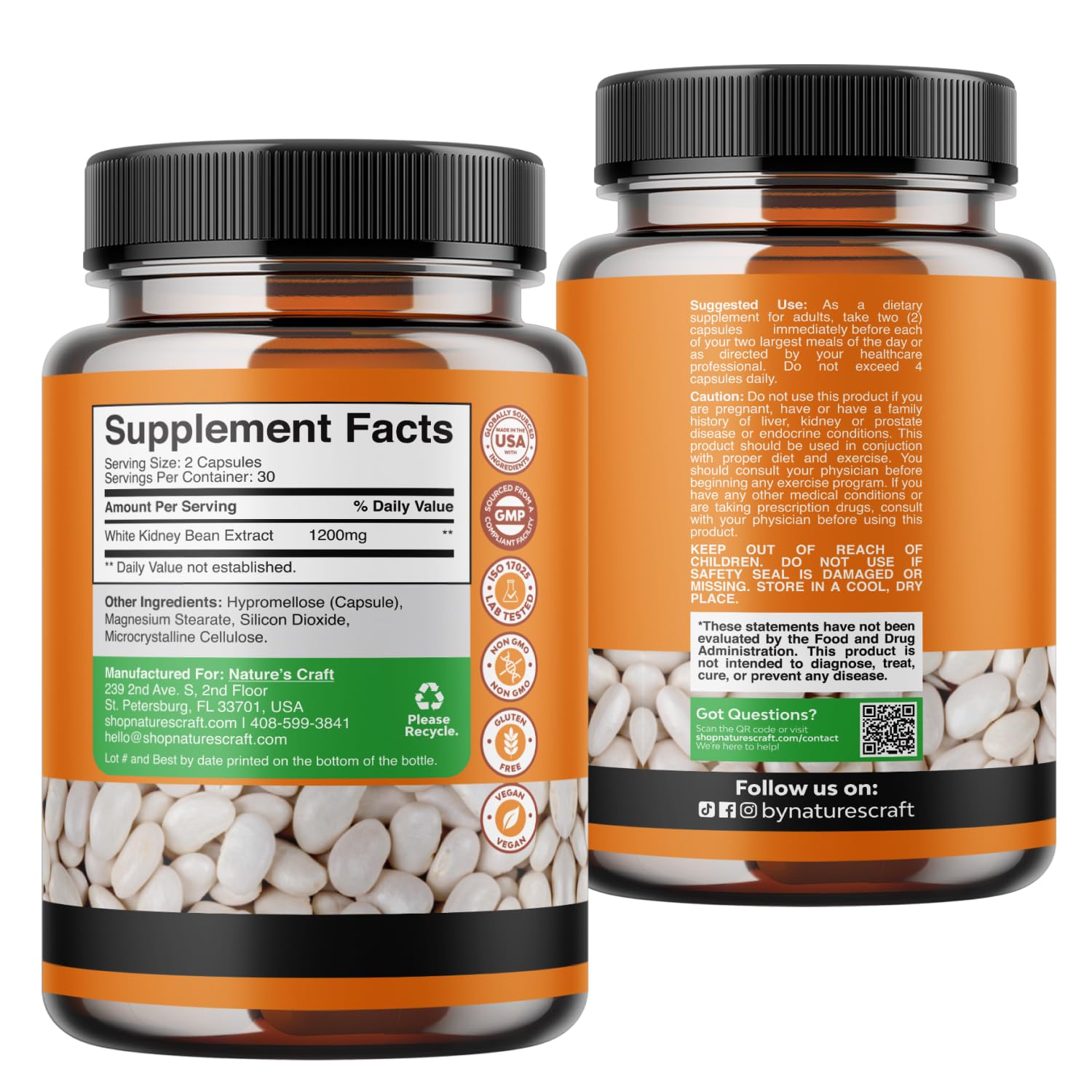 White Kidney Bean Extract Carb Blocker Capsules, Formula - 60 Count — Amazon image 7