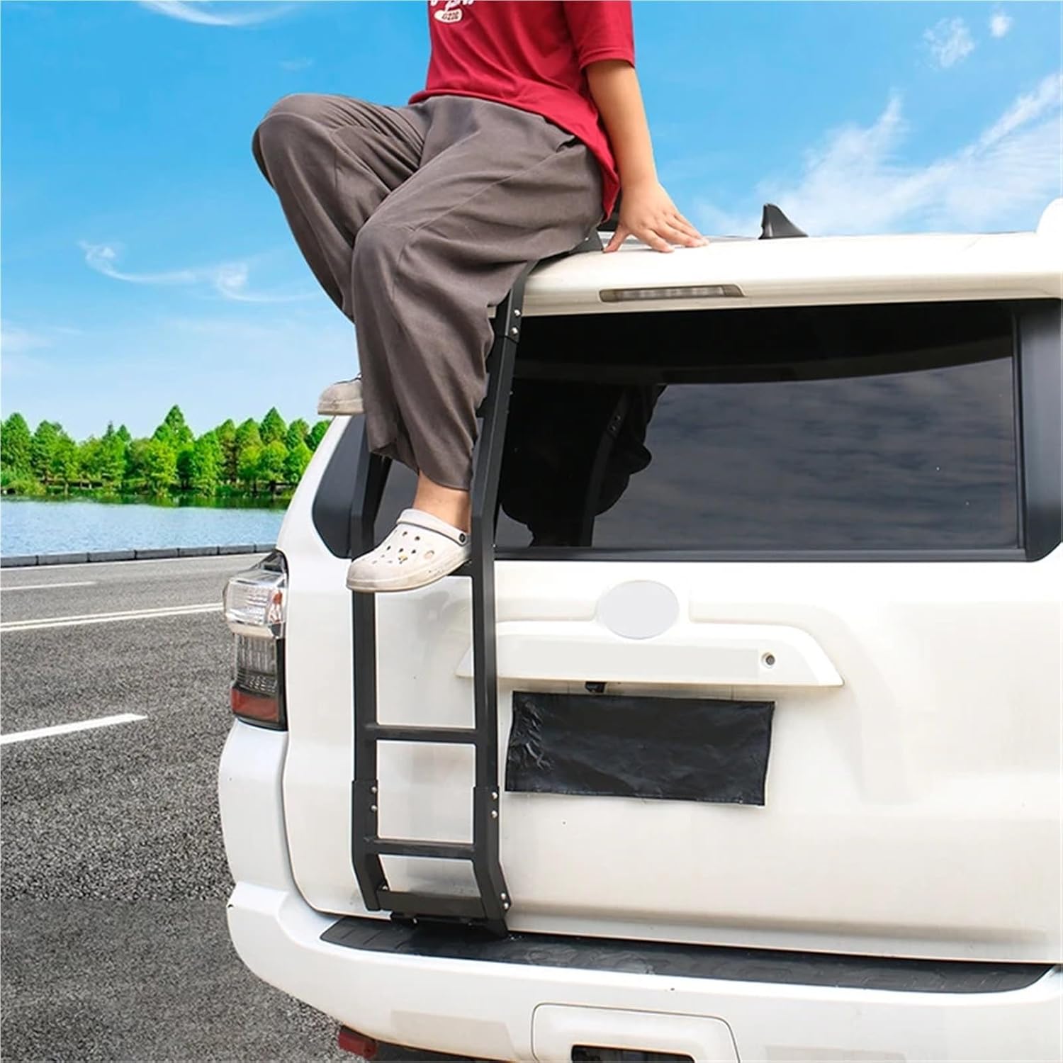 Trunk Climbing Ladder Tailgate Guard Rack Compatible with 4Runner 2010-2024