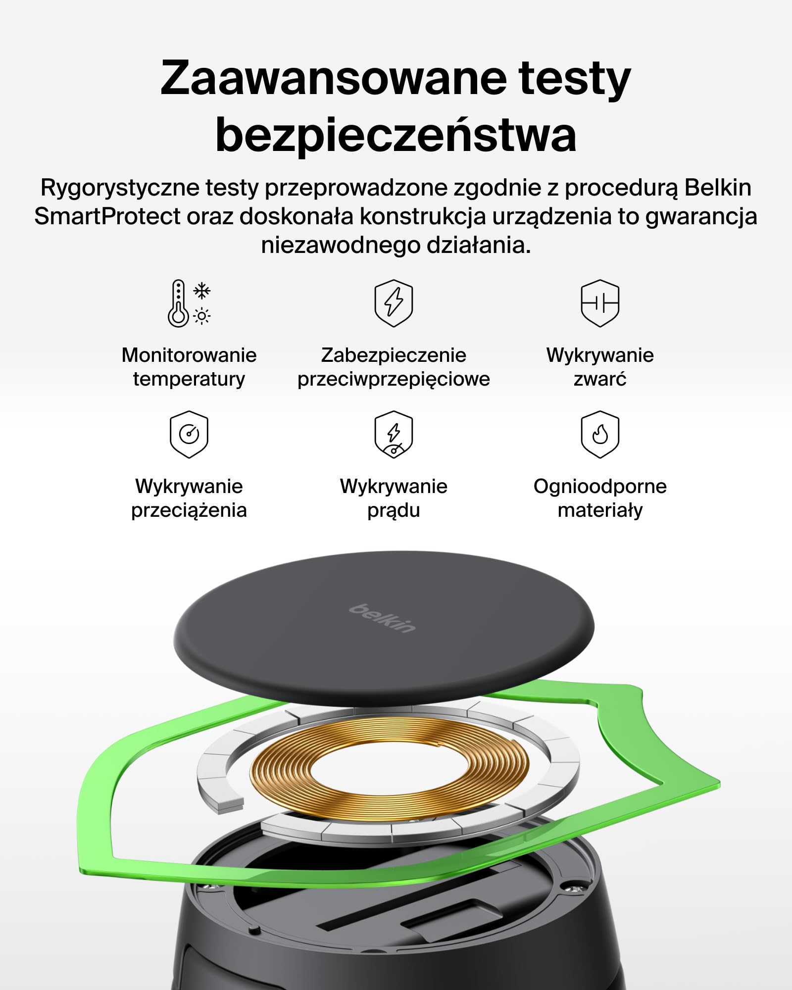 Belkin UltraCharge Pro Stacja Ładująca Qi2 2 w 1, 25 W – Czarna | Zgodna z MagSafe Bezprzewodowa Ładowarka do Urządzeń iPhone, Apple Watch i Słuchawek, Certyfikat Qi2.2, z Zasilaczem 45 W