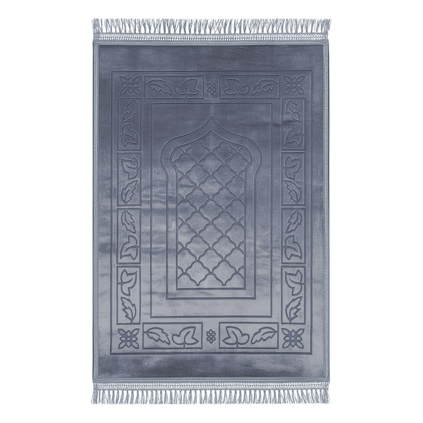 Fabienne Islamic Prayer Mat 70x110cm Printed Anti-Slip Velvet Top Muslim Prayer Rug Musalla for Men Women Kids Eid Gift Ramadan Soft Carpet (Ash Grey)