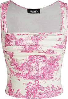 Women Square Neck Tank Tops Sleeveless Ruched Floral Cute Going Out Summer Trendy Crop Top - Buy now