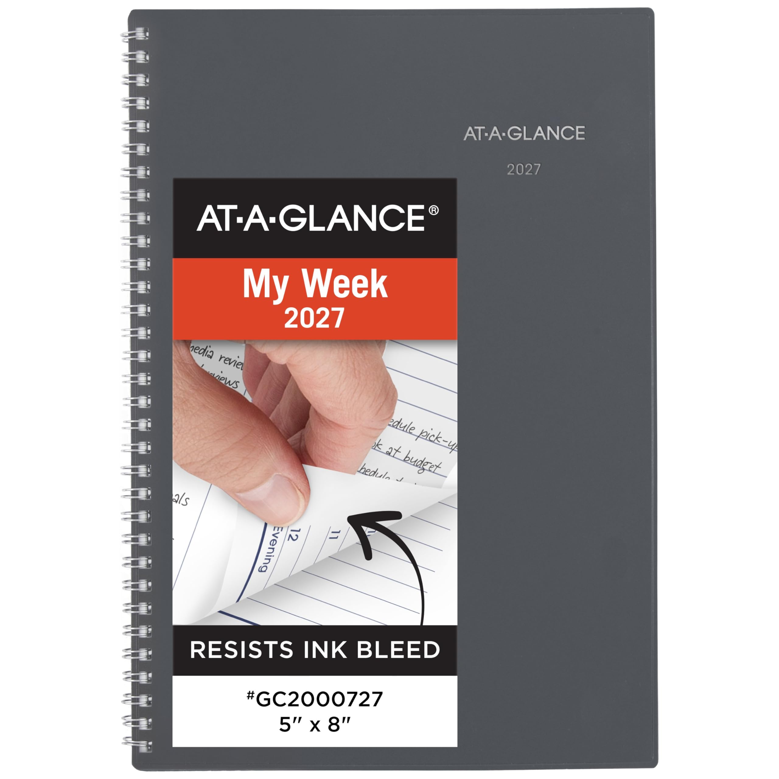 AT-A-GLANCE DayMinder GC2000727 Planer für 2027, Wochen- und Monatsplaner, 12,7 x 20,3 cm, Grau