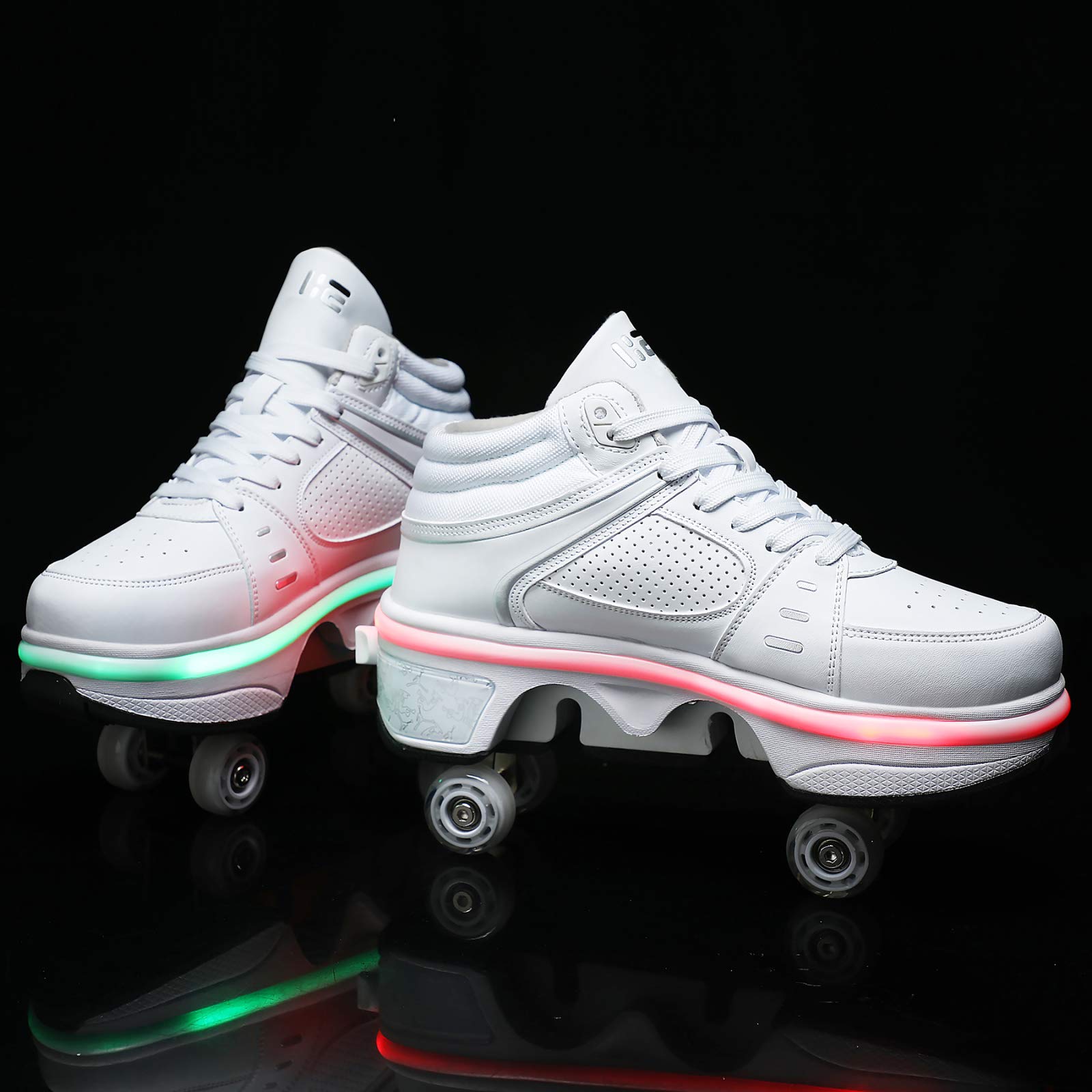 Ruedas Ajustables LED Roller Shoes Aire Libre Y Deporte Gimnasia Zapatillas Zapatos Ruedas Deformación 2 En 1 Patines Botas De Patines De 4 Ruedas,EU36/UK3