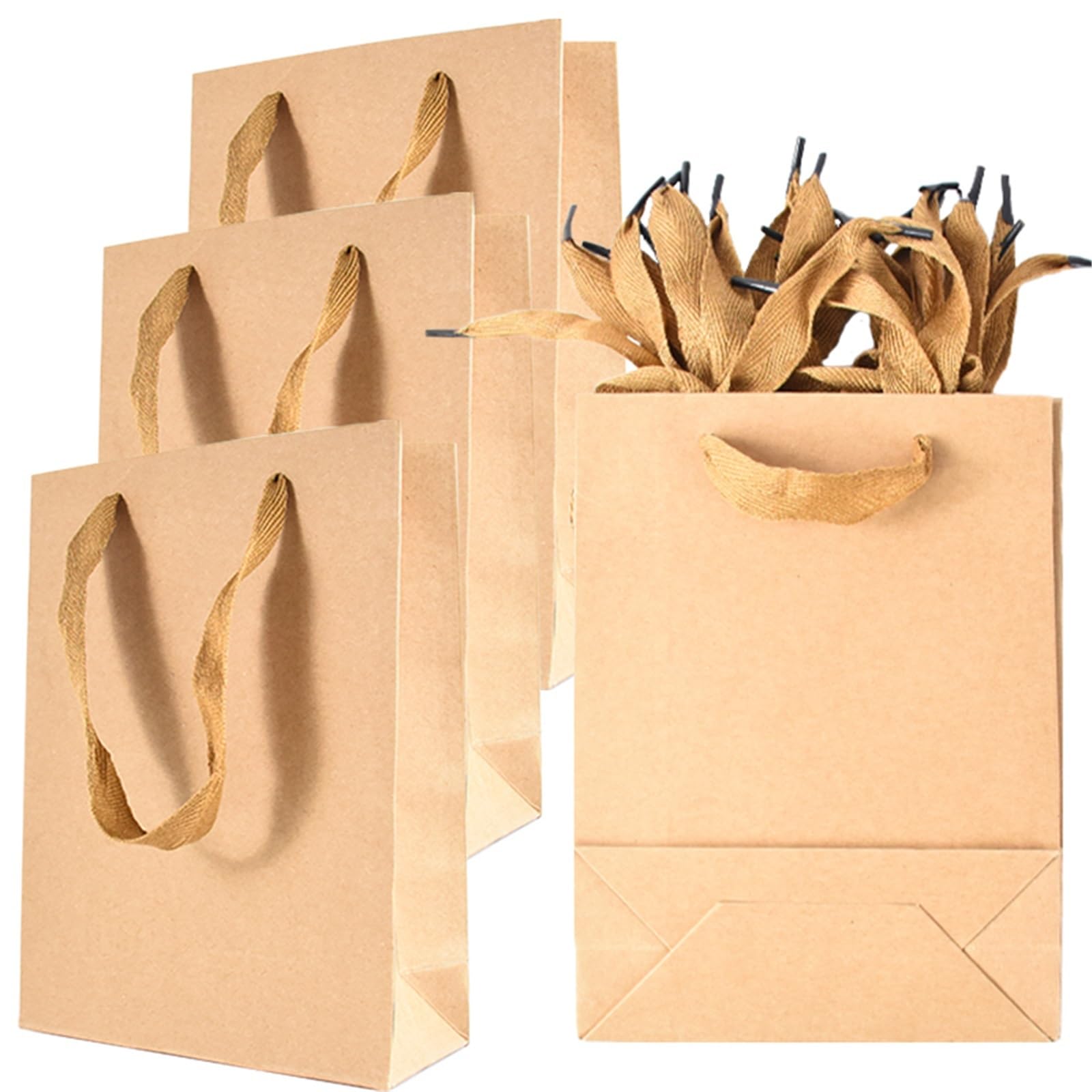 Bolsa de mano papel Kraft marrón 10/20 piezas para Envolver Regalos